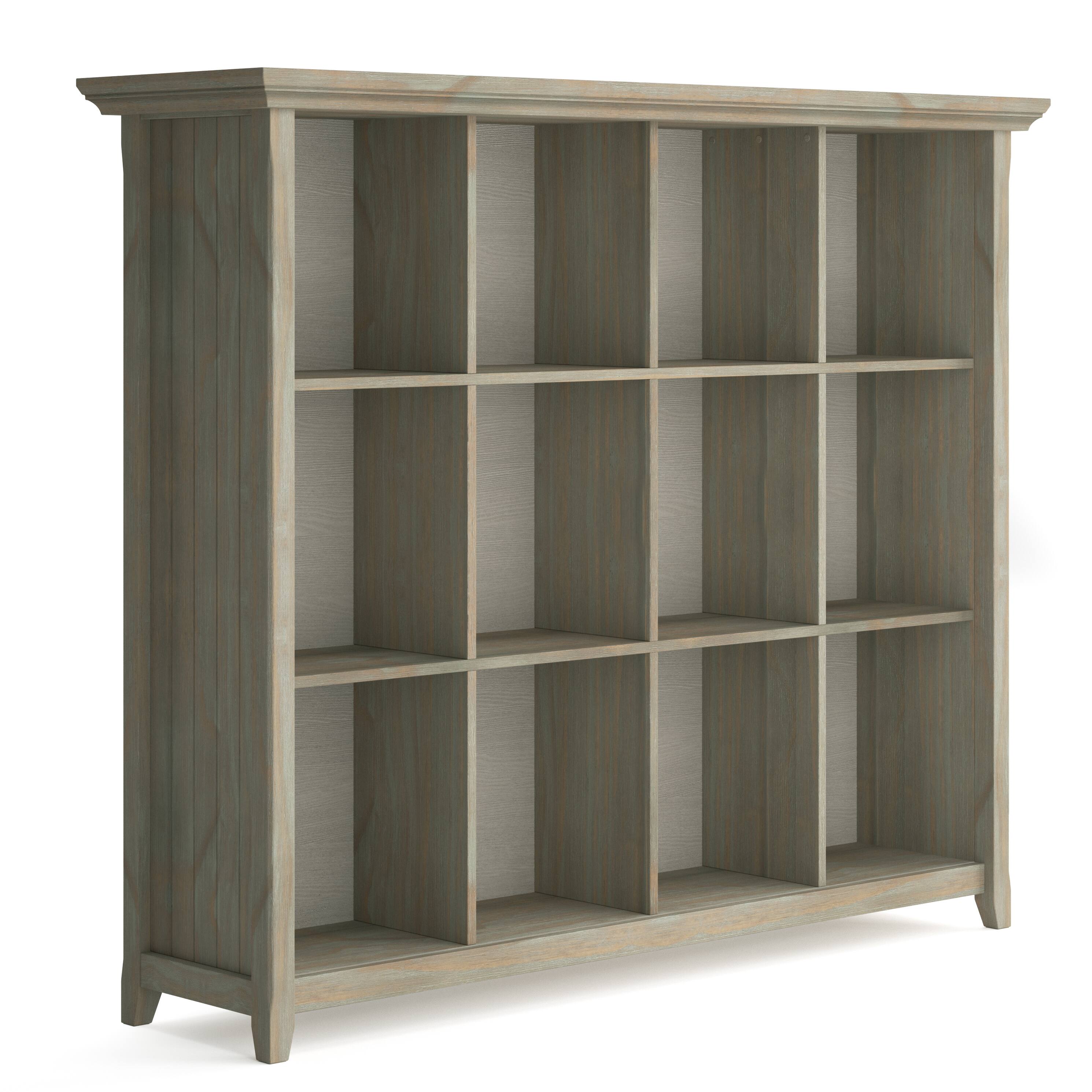 Front. Simpli Home - Acadian Rustic Wood 12-Shelf Bookcase - Distressed Gray.
