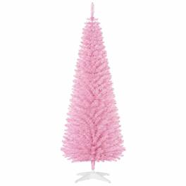 RYHNUYNE - Pencil Christmas Tree With Snowy Tips and Chic Holiday Style - Pink