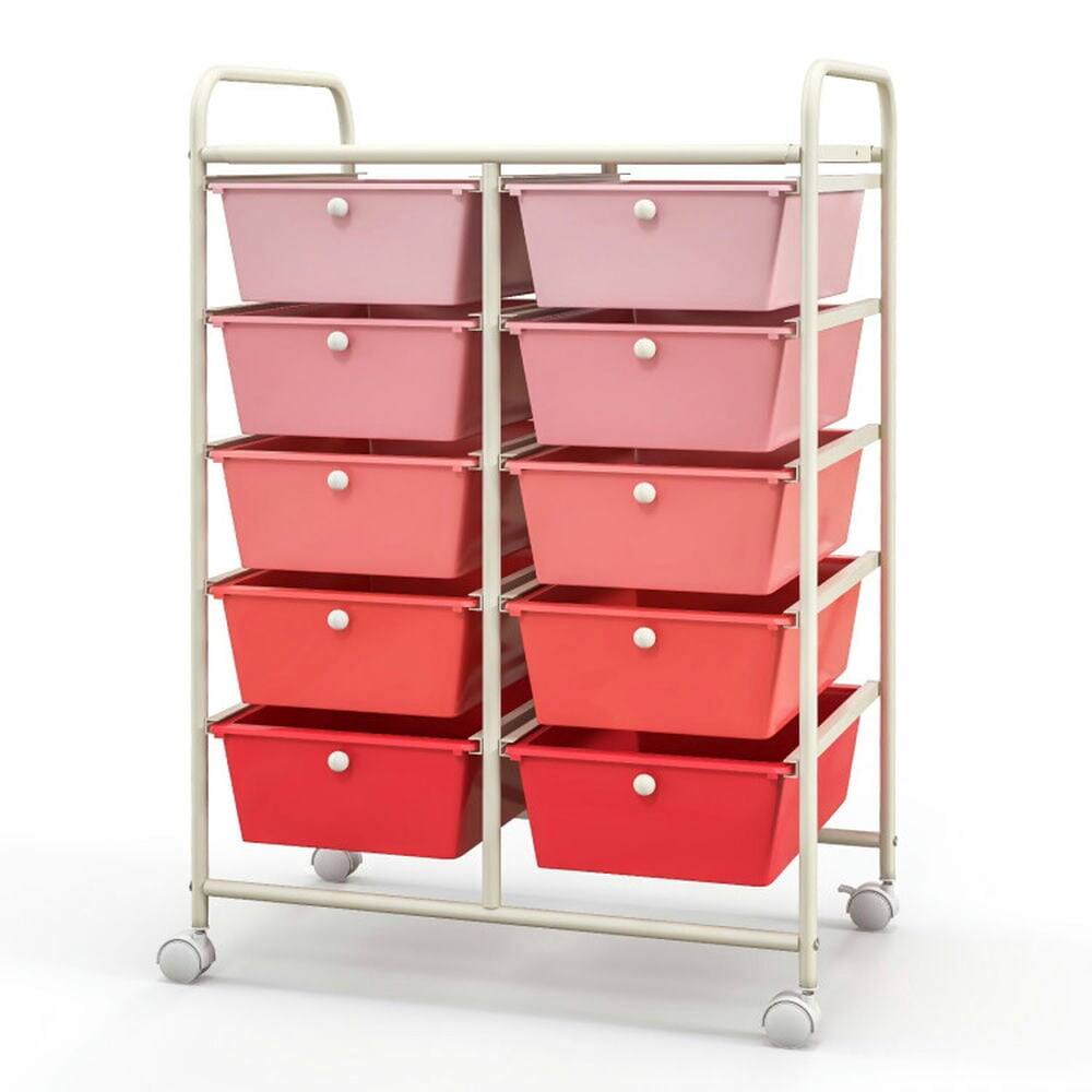 Alt View 6. Pefilos - 10-Drawer Rolling Storage Cart-Pink, Craft Organizers and Storage, Multipurpose Organizer Cart for Home, Office, School - Pink.