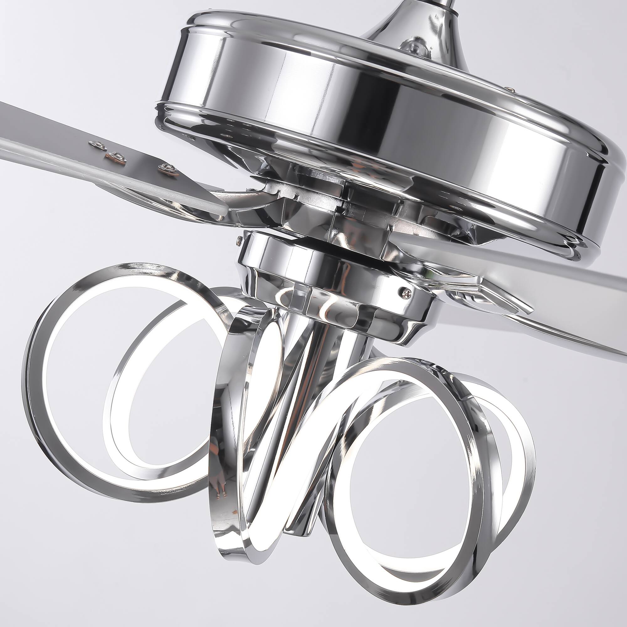 Alt View 7. Parrot Uncle - 52-inch Modern Chrome Indoor LED Ceiling Fan with Remote Control - Chrome.