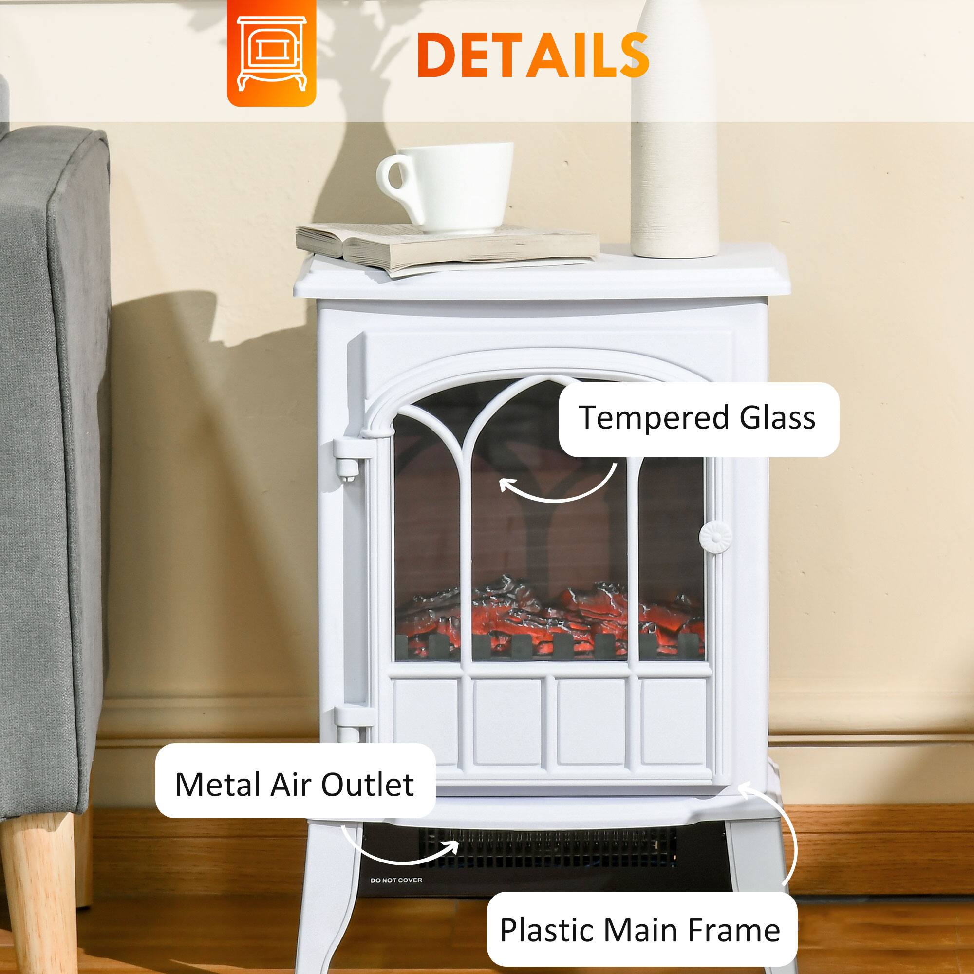 DETAILS
- Tempered Glass
- Metal Air Outlet
- DO NOT COVER
- Plastic Main Frame