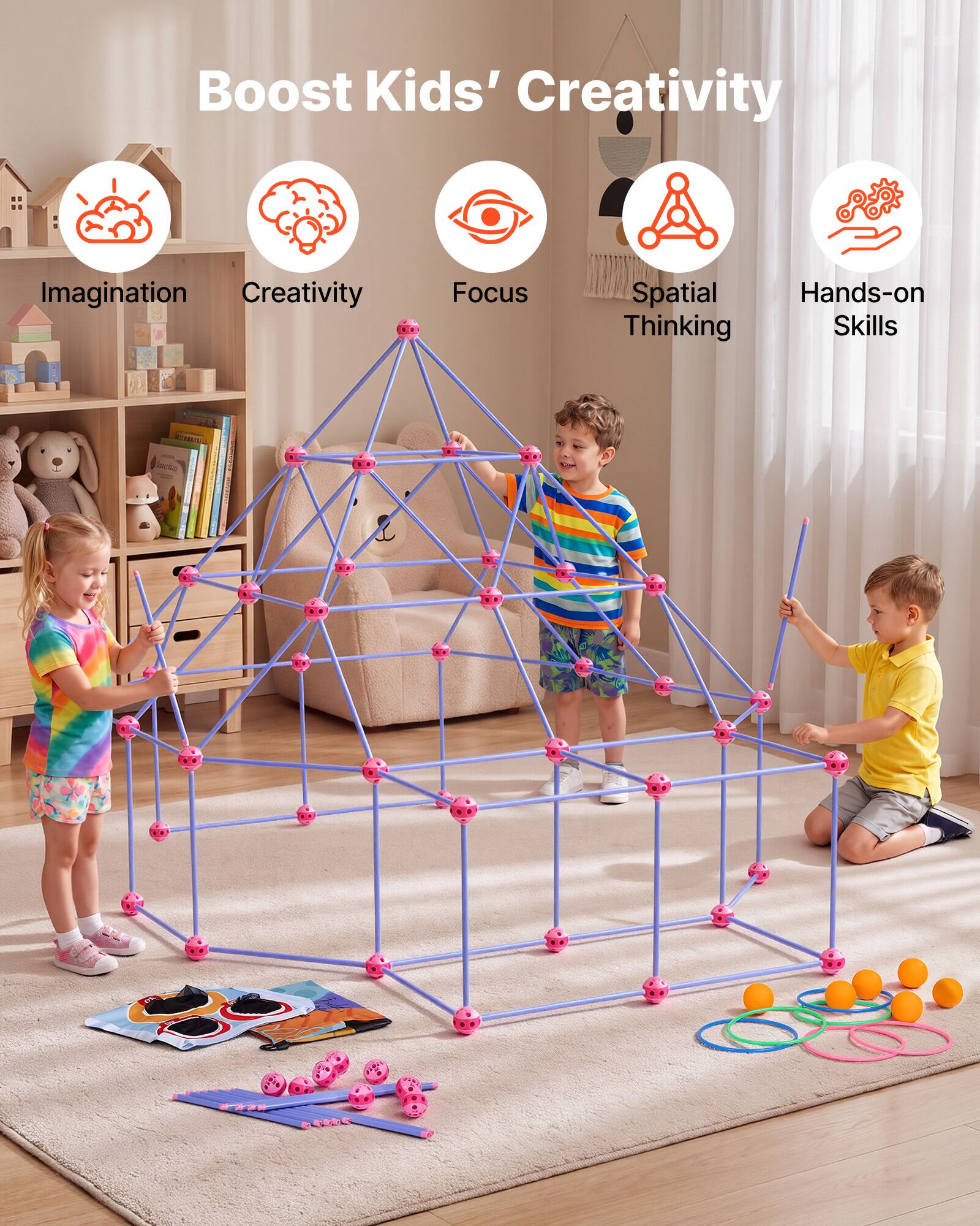 Boost Kids' Creativity

- Imagination
- Creativity
- Focus
- Spatial Thinking
- Hands-on Skills