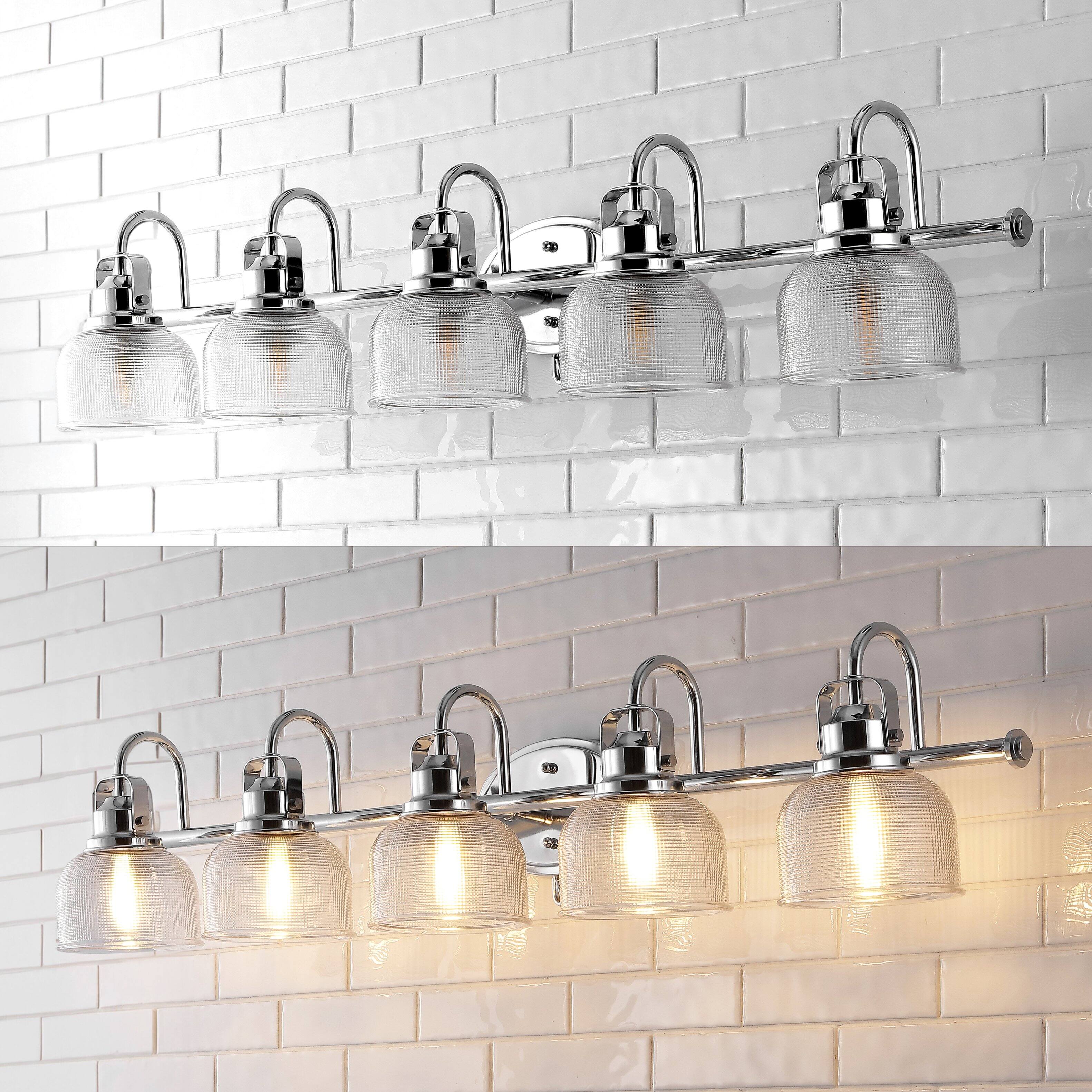 Alt View 4. Jonathan Y - Virginia 42.75" 5-Light Metal/Glass LED Vanity Light, Chrome - Chrome.