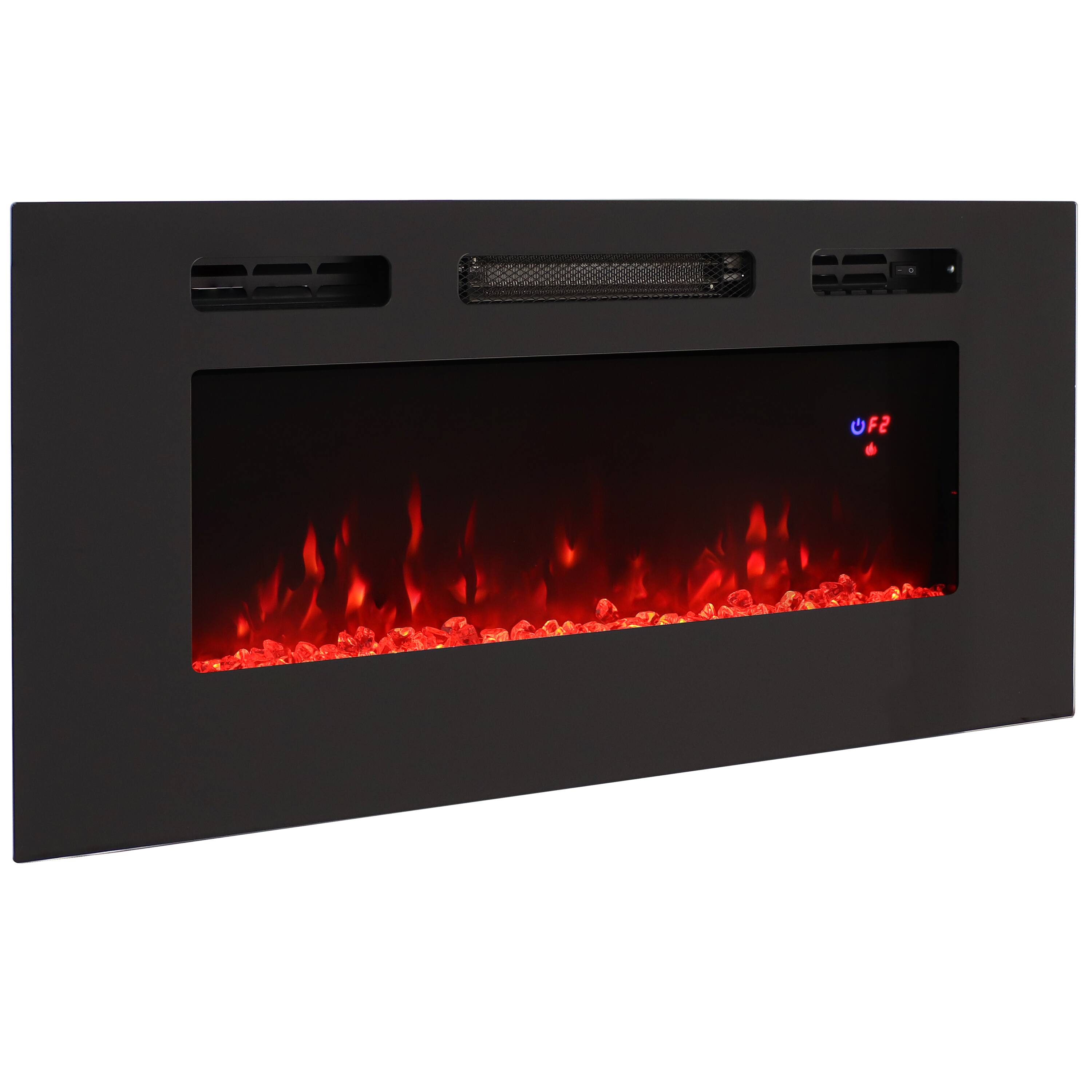 Alt View 7. Sunnydaze - 40 in Sophisticated Hearth Indoor Electric Fireplace - Black.