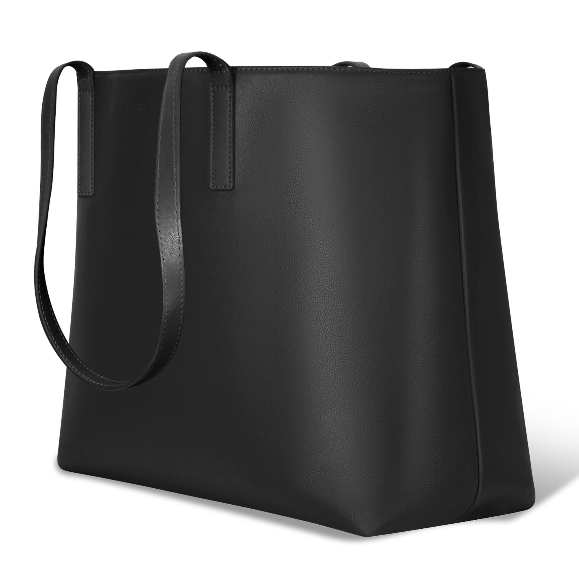 Angle. Champs - Onyx Collection Leather Open Tote - Black.