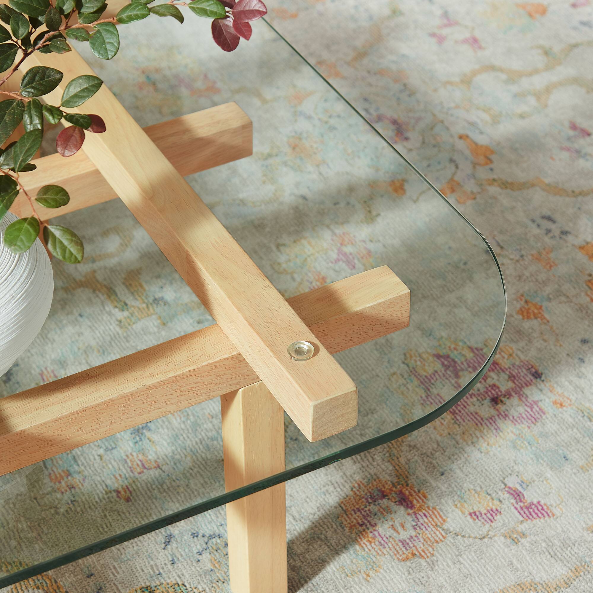 Alt View 1. Modway - Isby 35 Inch Tempered Glass Coffee Table by Modway - Oak.