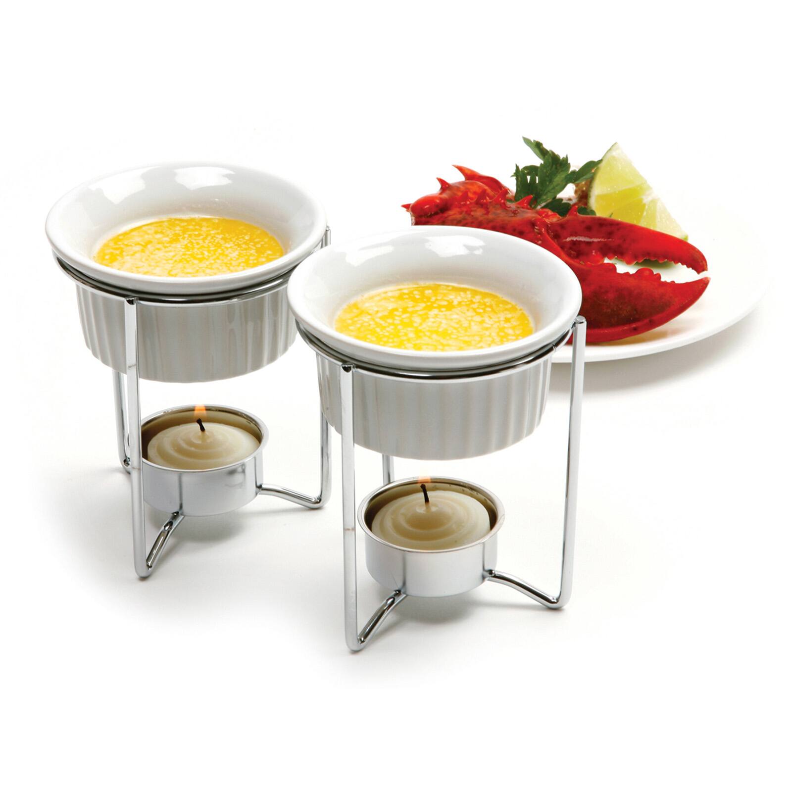 Alt View 1. Norpro - 3-Ounce Ceramic Butter Warmers for Lobster, Shrimp, and Crab, Set of 2 - White.