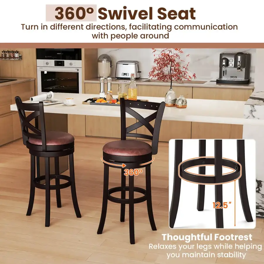 360 Swivel Seat: Turn in different directions, facilitating communication with people around. 360 12.5" Thoughtful Footrest: Relaxes your legs while helping you maintain stability.