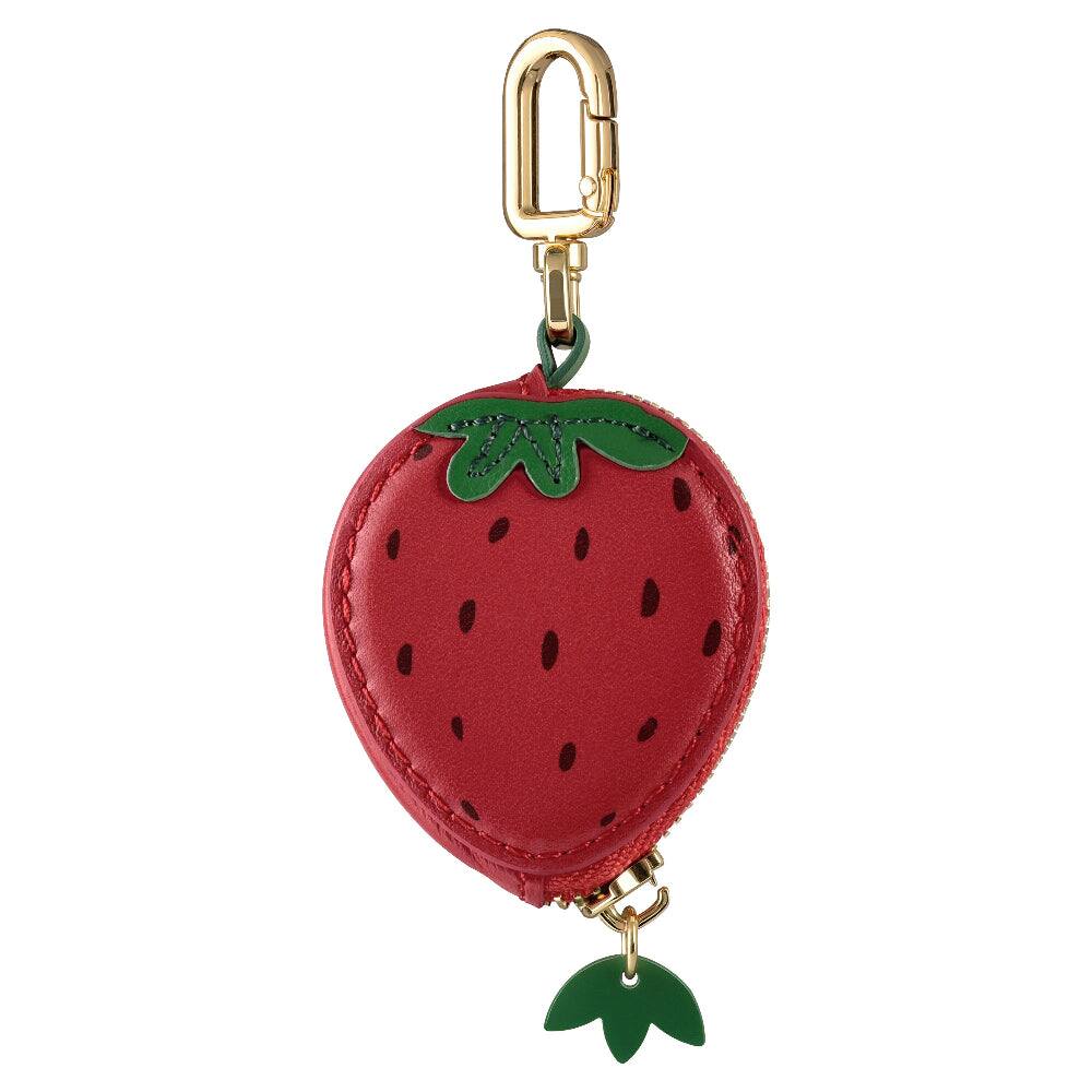 Left. Posh Tech - Fruity Leather Bag Charms for AirTag® - Red.