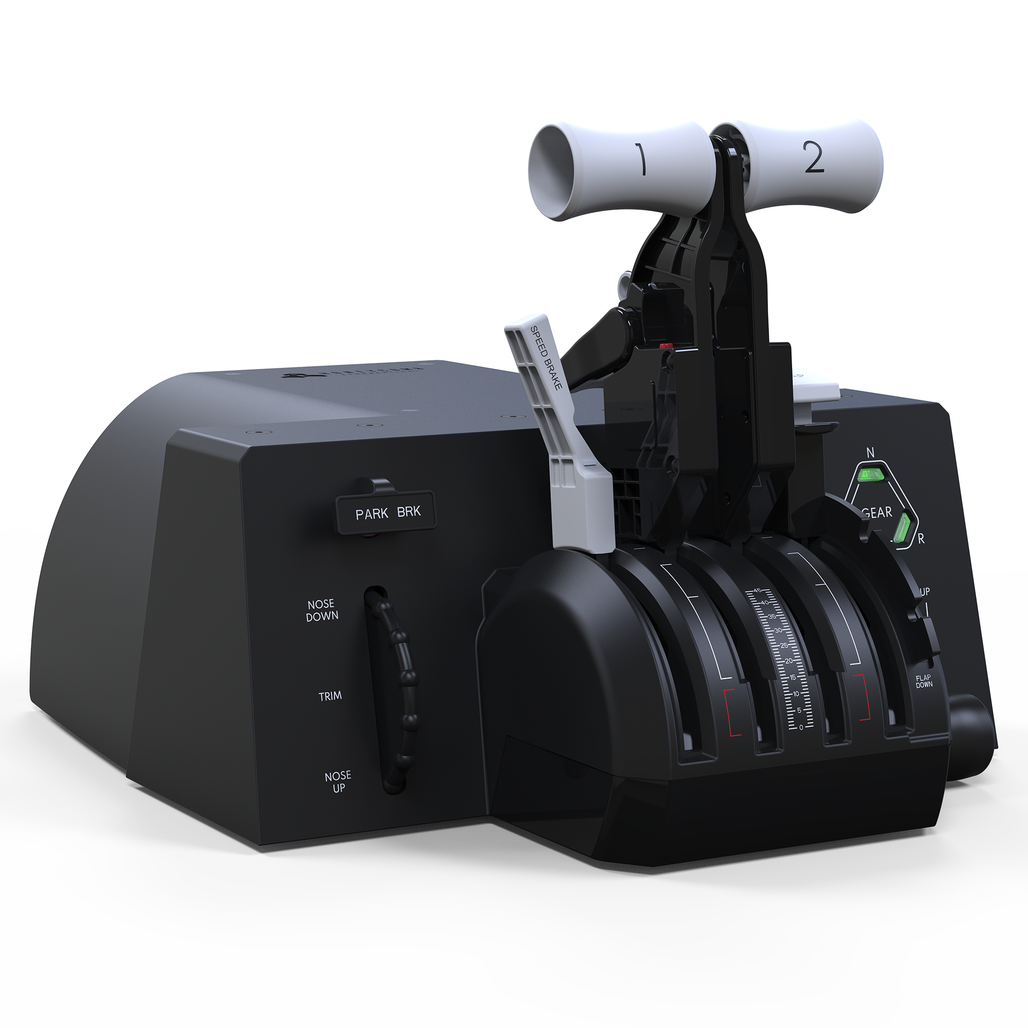 1 2  
SPEED BRAKE  
PARK BRK  
NOSE DOWN  
TRIM  
NOSE UP  

-1-  
GEAR  
LP  
T  
Sde  

N  
GEAR  
PARK DOWN  

UP  
DOWN