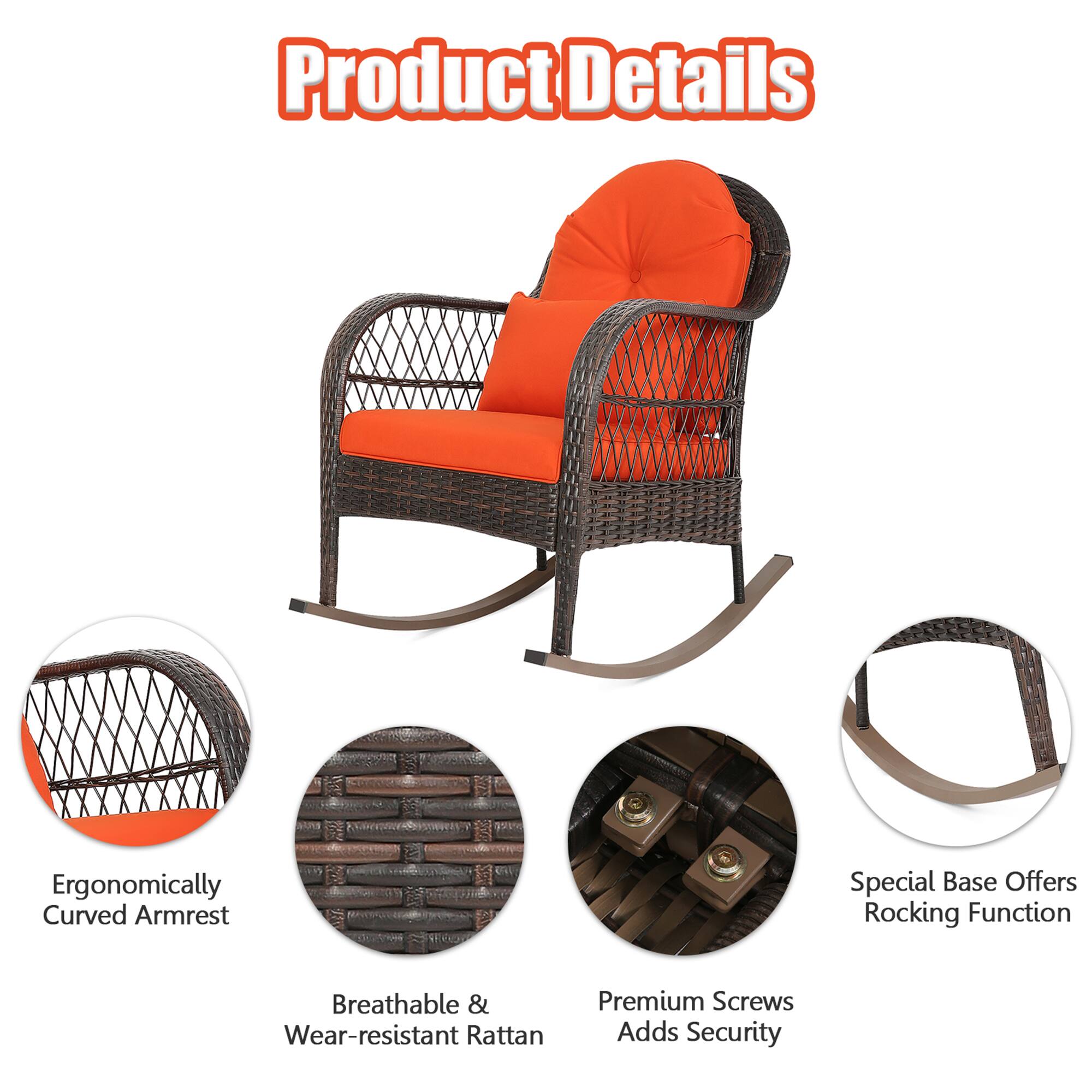 Product Details

- Ergonomically Curved Armrest
- Special Base Offers Rocking Function
- Breathable & Wear-resistant Rattan
- Premium Screws Adds Security