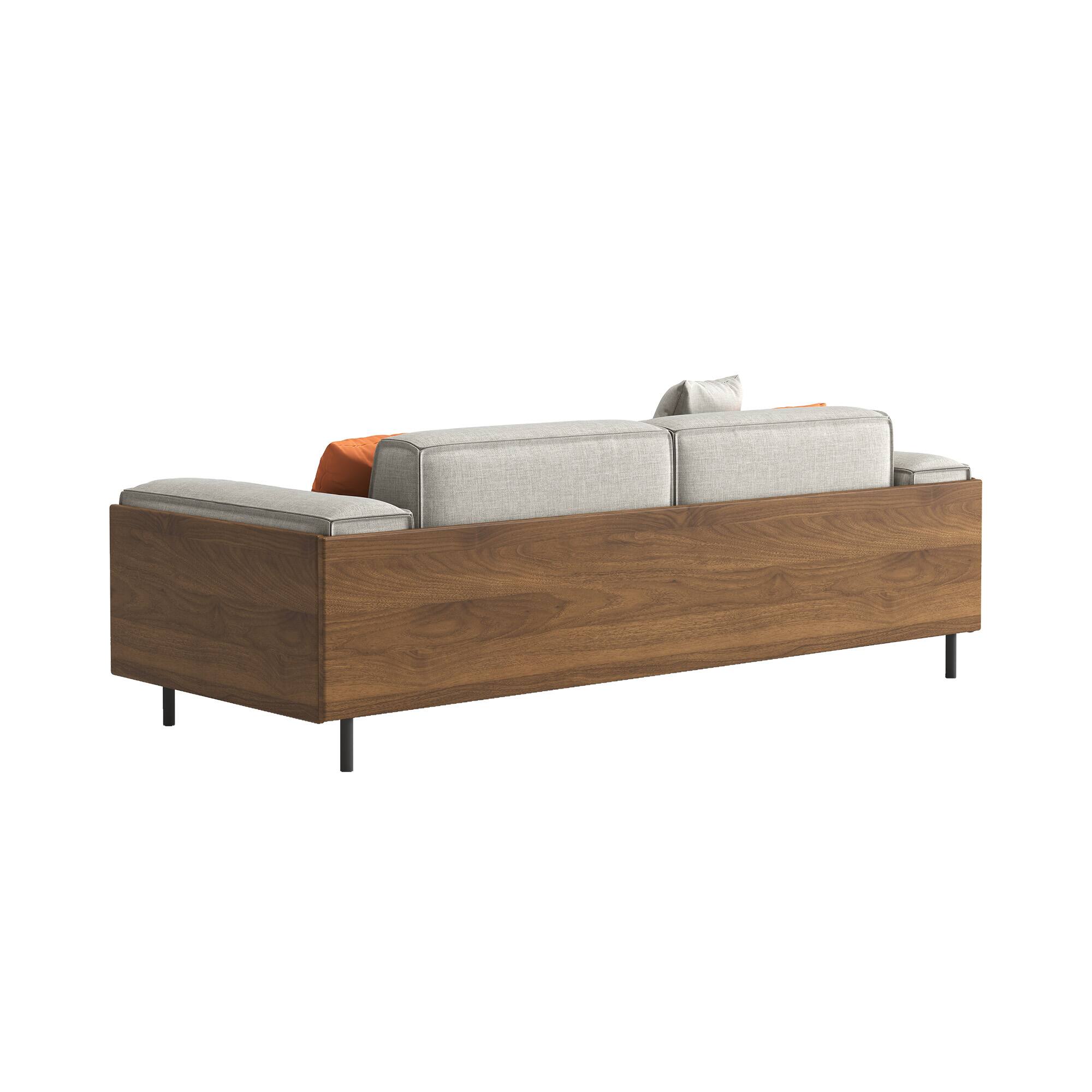 Alt View 6. luck idea - Mid-Century Modern Sofa, Fabric Sofa Couch, Living Room Sofa with Solid Wood Frame, Cotton-Linen Upholstery, Gray - Gray 2-Seat.