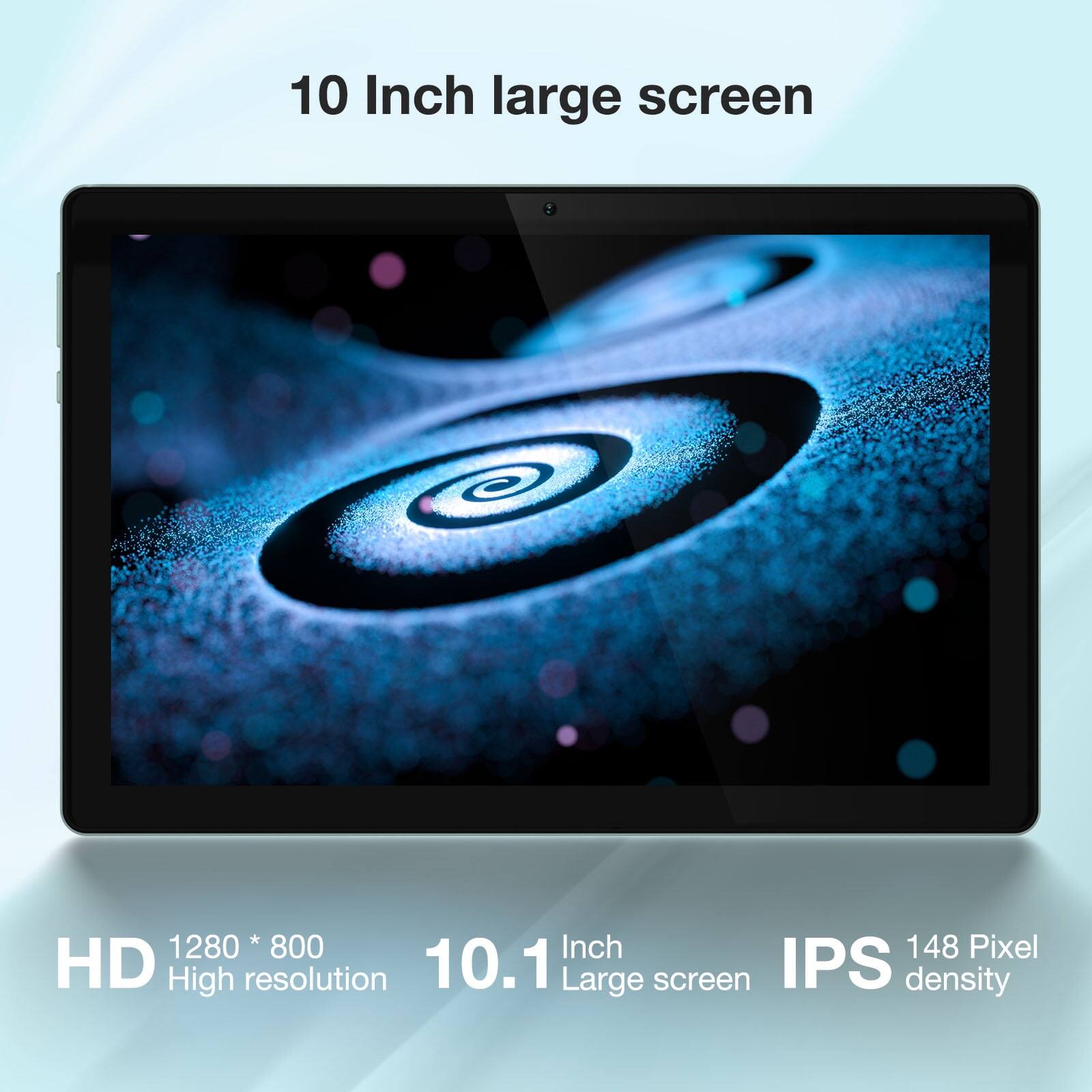 10 Inch large screen, 10.1 Inch Large screen, HD 1280 * 800 High resolution, IPS 148 Pixel density