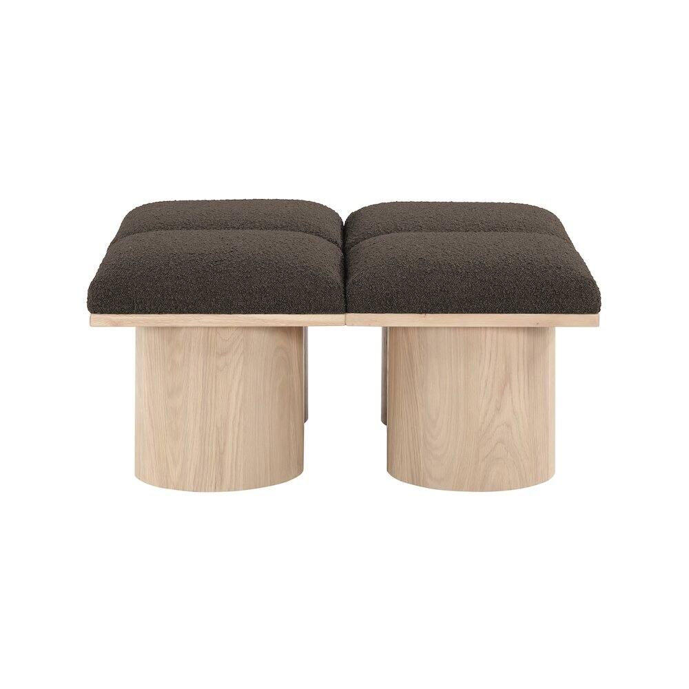 Alt View 2. Meridian Furniture - Pavilion Brown Boucle Fabric Bench - Brown.