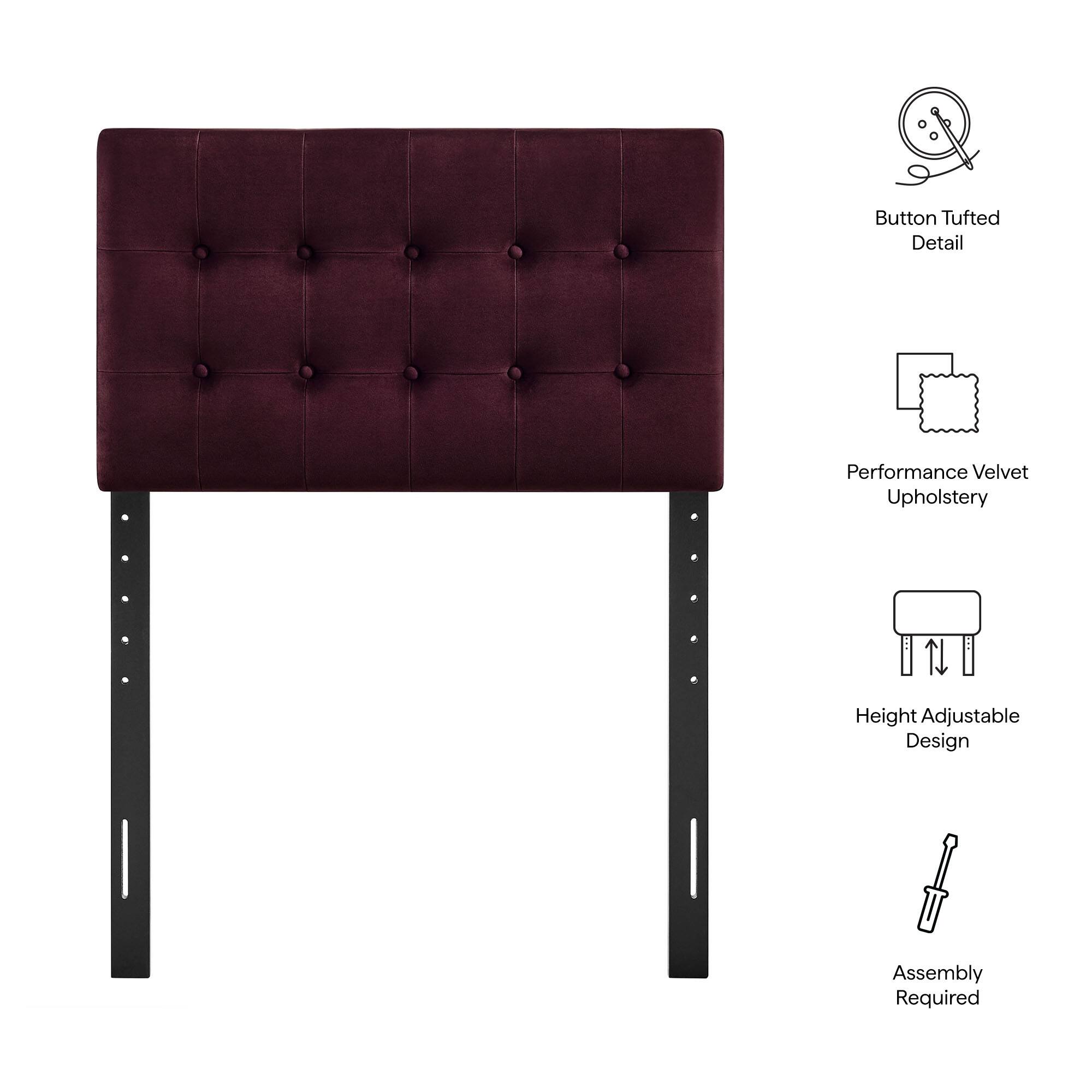 - Button Tufted Detail
- Performance Velvet Upholstery
- Height Adjustable Design
- Assembly Required