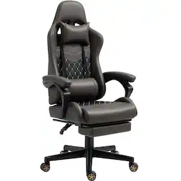 Forest'nSky - Office Gamer Chair High Back Swivel Recliner with Footrest,Lumbar Support,Adjustable Height - Brown