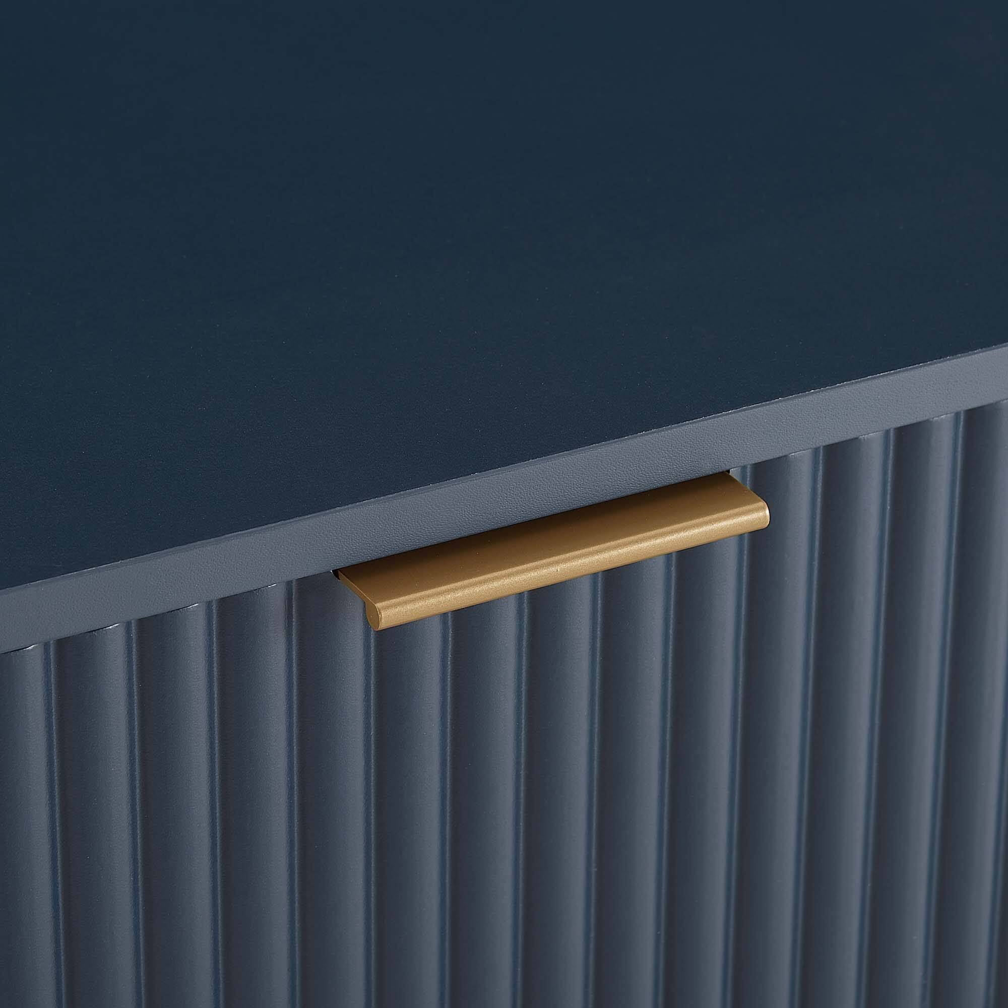 Alt View 2. Manhattan Comfort - Dumbo Modern 20" Fluted Nightstand - Midnight Blue.