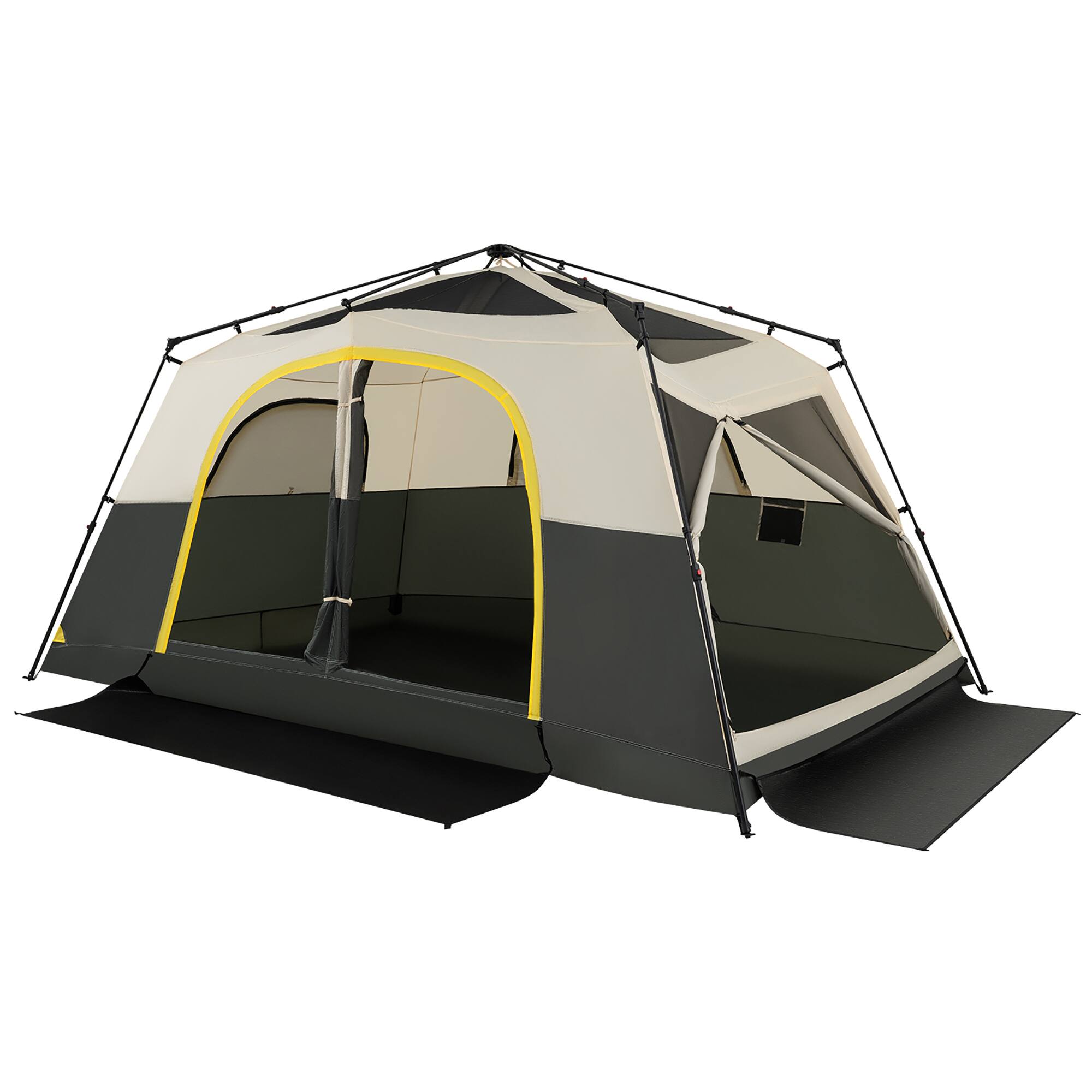 Alt View 9. Gymax - Gymax 10 Person Instant Cabin Camping Tent w/ Rainfly Carry Bag 13 ft x 9 ft Beige & Black - Beige.