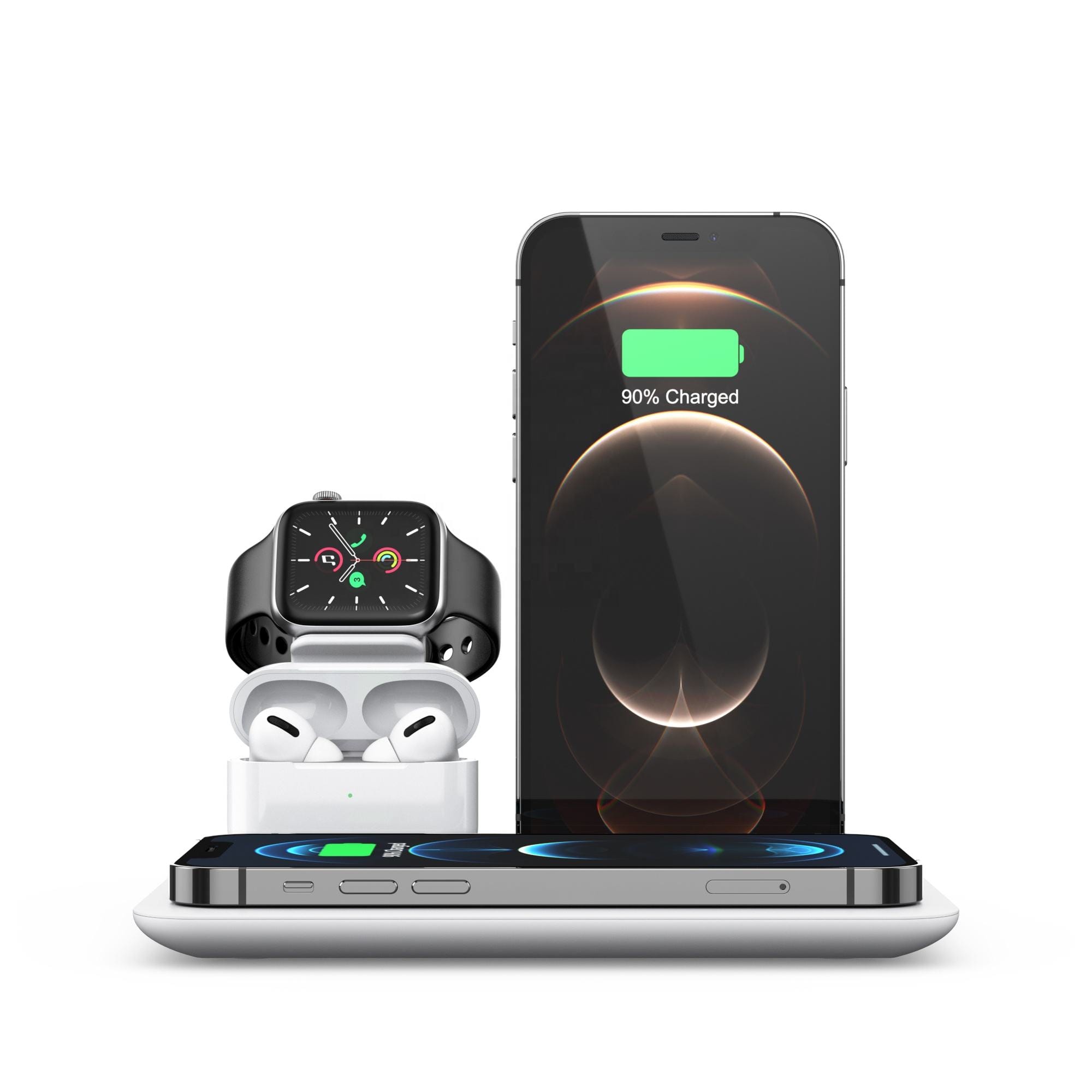 Cluzine - 15W 4-in-1 Wireless Charging Dock for iPhone, iWatch & AirPods