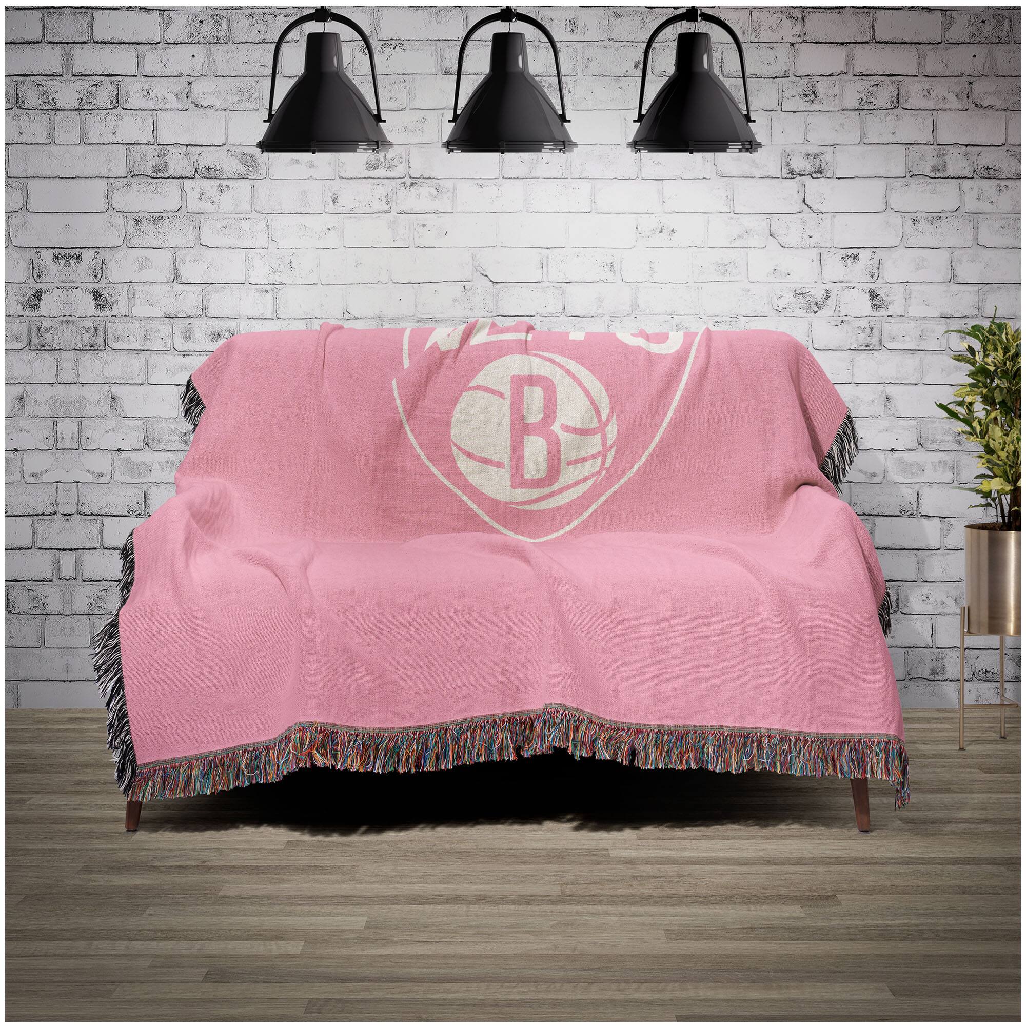 Alt View 1. Chad & Jake - Brooklyn Nets Woven Blanket - Pink.