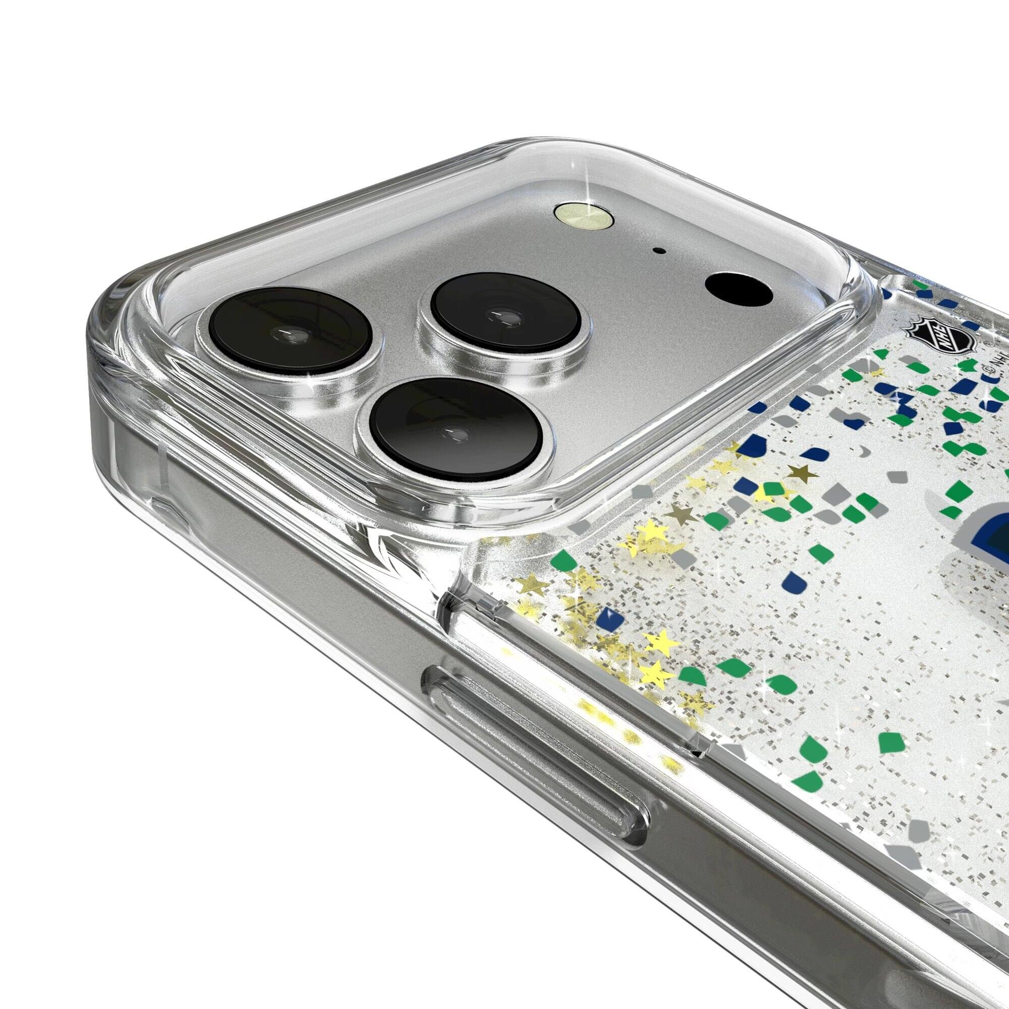 Alt View 2. Keyscaper - Vancouver Canucks iPhone Confetti Glitter Case - 14 - Multicolor.