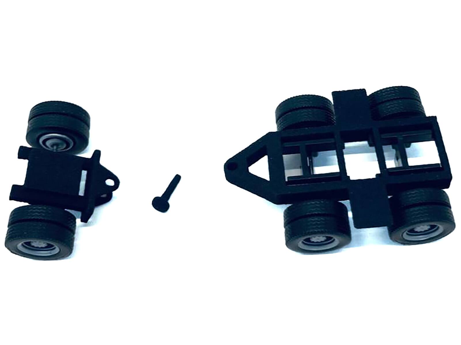 Angle. Promotex - Lowboy Dual Axle Booster with Integrated Rear Axle (2 Sets) 1/87 (HO) Plastic Model by Promotex - Black.