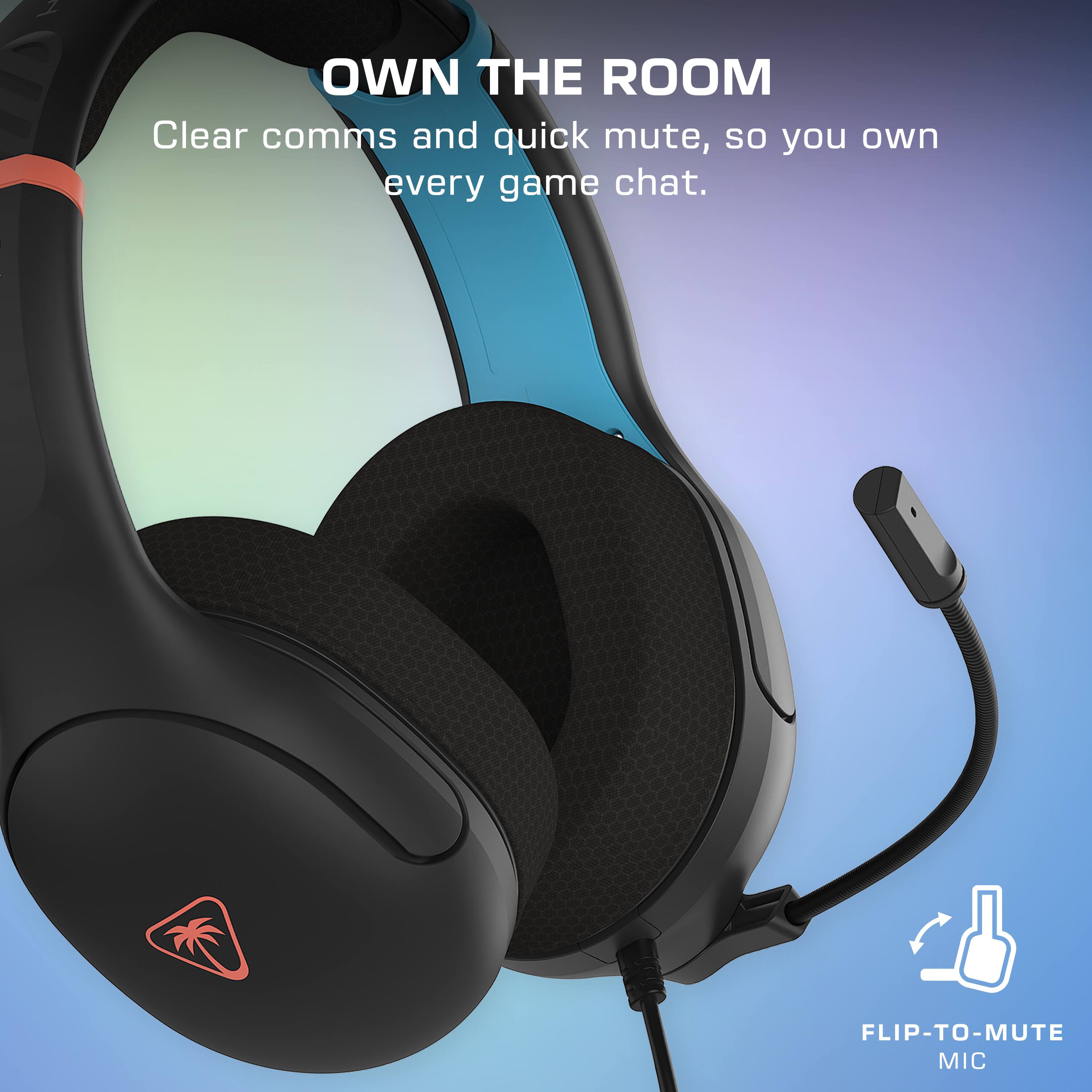 OWN THE ROOM  
Clear comms and quick mute, so you own every game chat.  

FLIP-TO-MUTE MIC