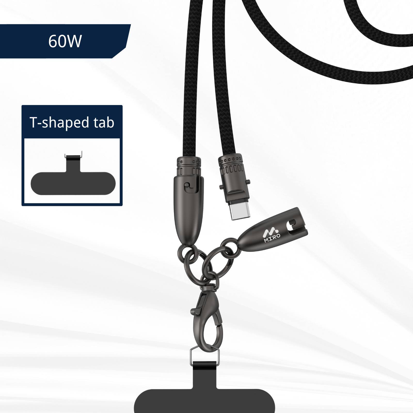Alt View 8. Miro - U2 Series Neck-Mounted 60W New Zinc Lanyard Charging Cable Bullet Series Fast Charging for Apple & Type-C Devices - Black.