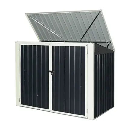 Costway - 6x3FT Horizontal Storage Shed 68 Cubic Feet for Garbage Cans Tools Accessories - Grey + Beige