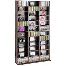 VEVOR - Media Storage Cabinet, Adjustable DVD Cabinet, CD Storage Holds up to 1080 CDs, Protects & Organizes Music, Movie - Espresso