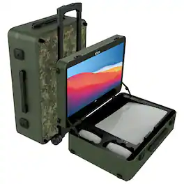 POGA - LUX PlayStation 5 Premium Portable Console Travel Case w/ Trolley and 24" AOC Gaming Monitor - Camouflage