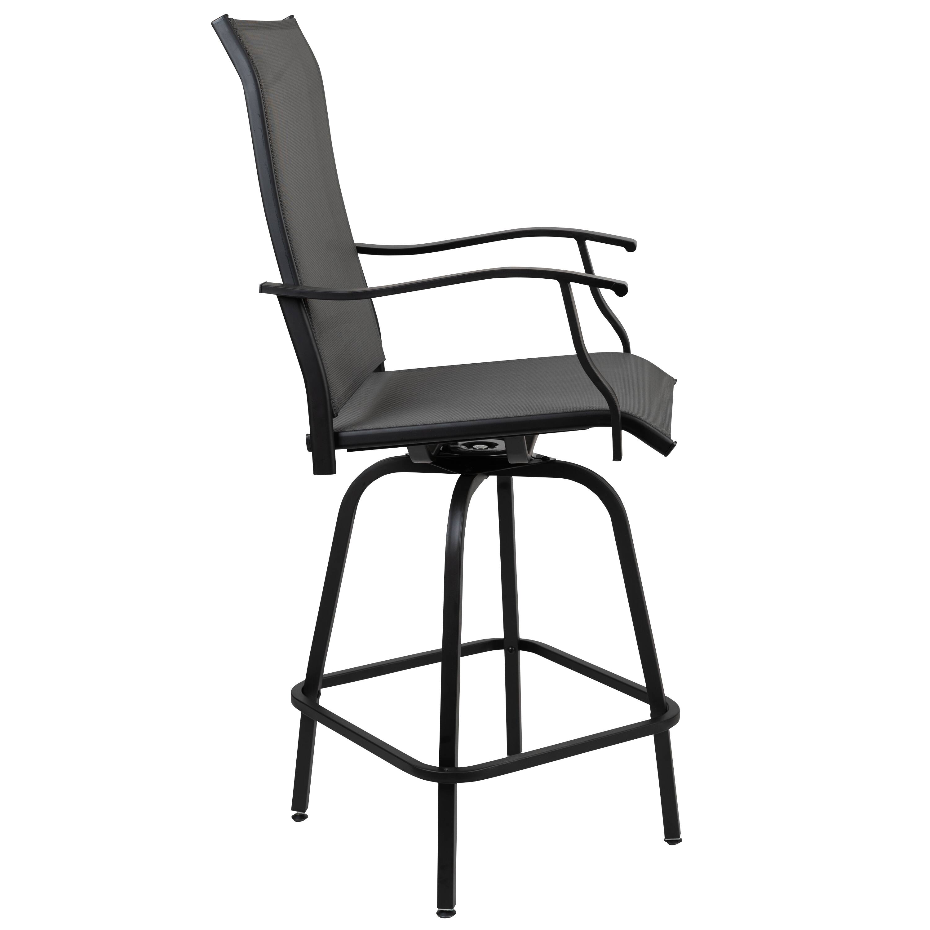 Alt View 7. Emma + Oliver - Patio Bar Height Stools Set of 2, All-Weather Textilene Swivel Stools - Gray.