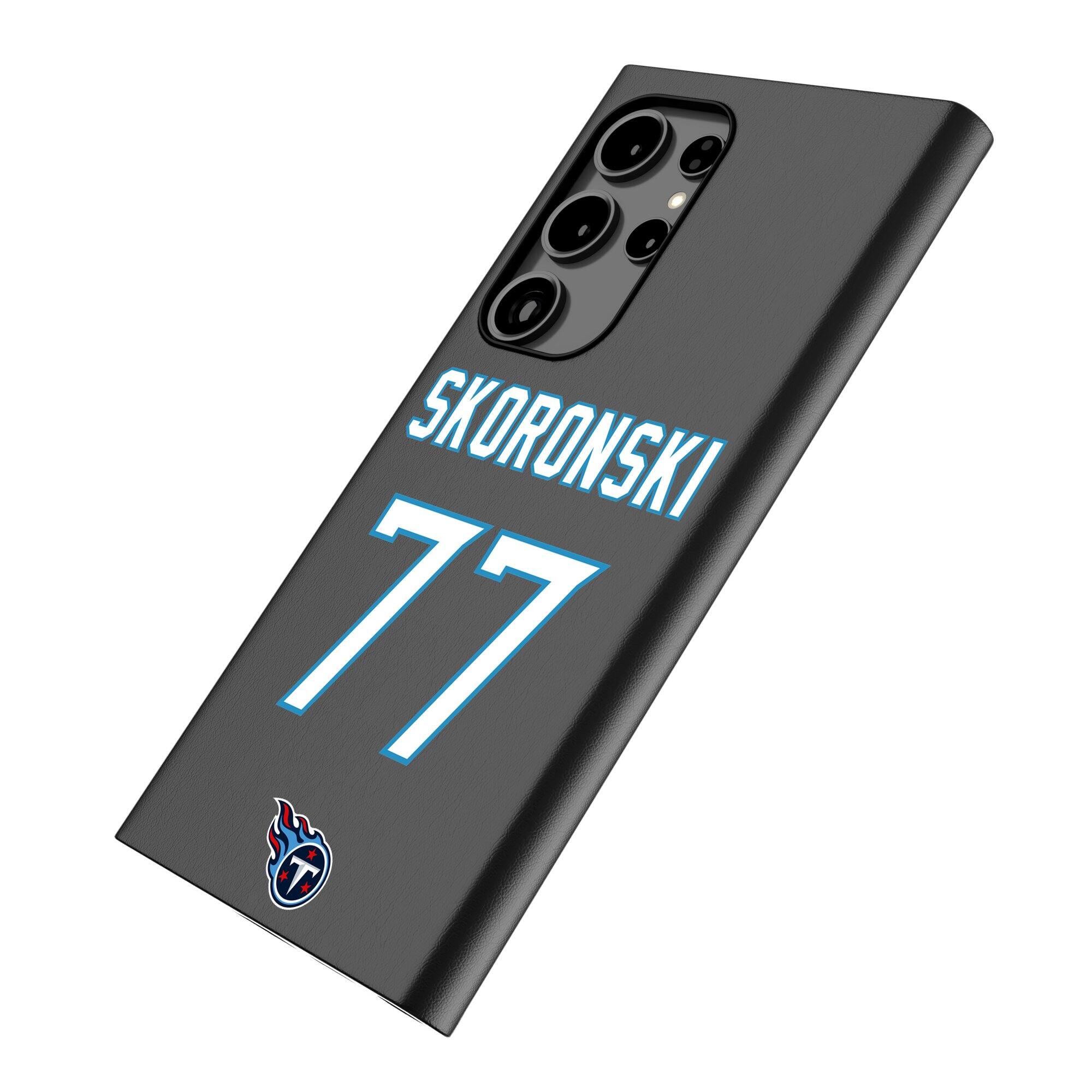 Alt View 1. Keyscaper - Peter Skoronski Black Tennessee Titans Galaxy Magnetic Bump Case - S24 - Black.