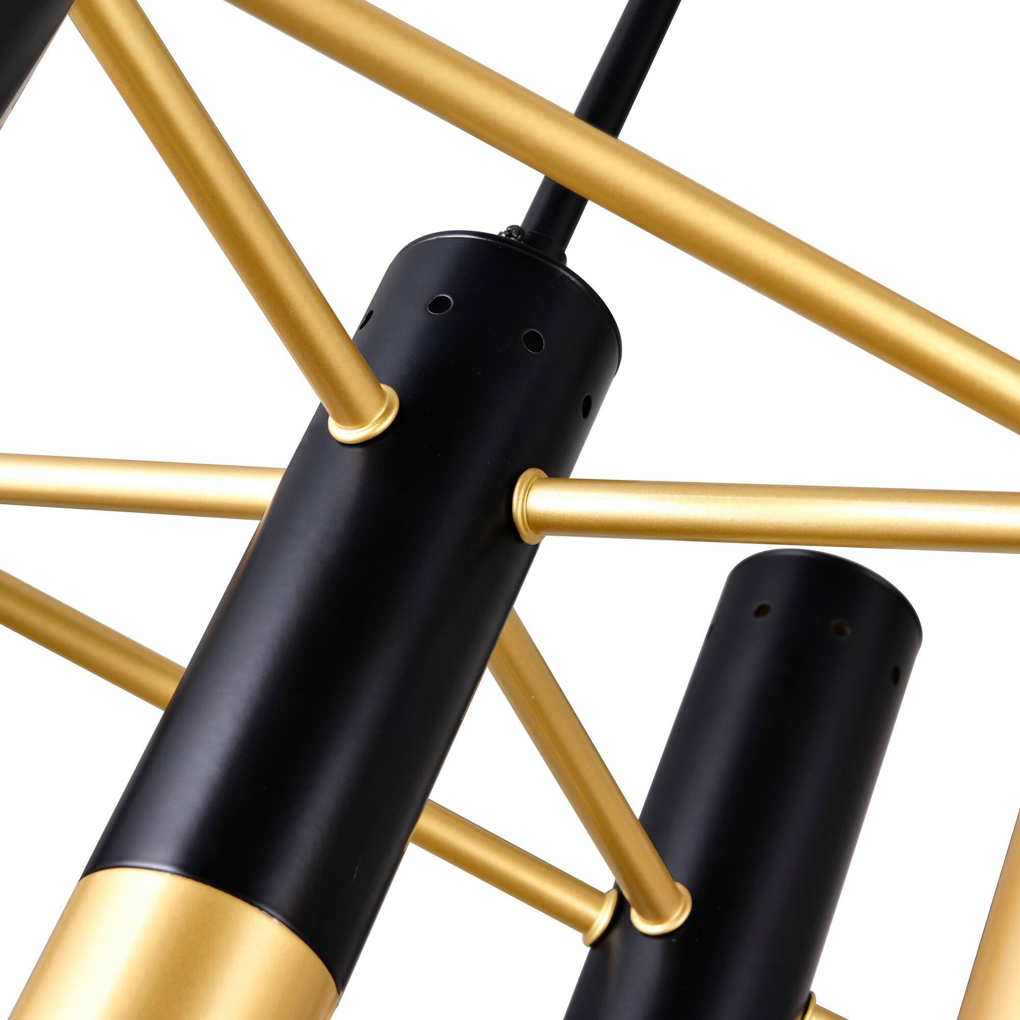 Alt View 1. CWI Lighting - Anem 10 Light Down Chandelier With Matte Black & Satin Gold Finish - Matte Black & Satin Gold.
