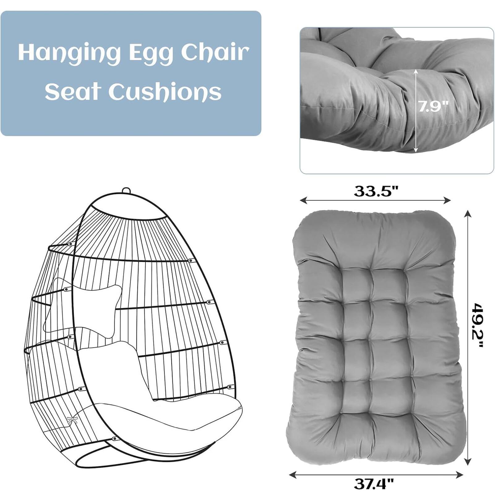 Hanging Egg Chair Seat Cushions

- 7.9"
- 33.5"
- 49.2"
- 37.4"