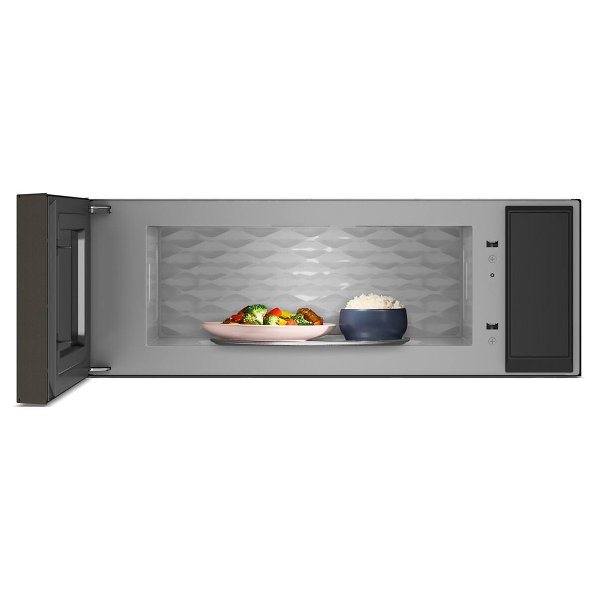 Angle. KitchenAid - 1.1 Cu. Ft. Smart Low Profile Microwave Hood Combination with Dual Fan Ventilation - Black Ore.