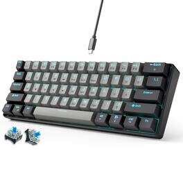 PO3TICJUNKI3 - 60 Mechanical Gaming Blue Wired Compact Anti-ghosting No-conflict 61 Swappable Keycaps Design For Windows - Black-Gray