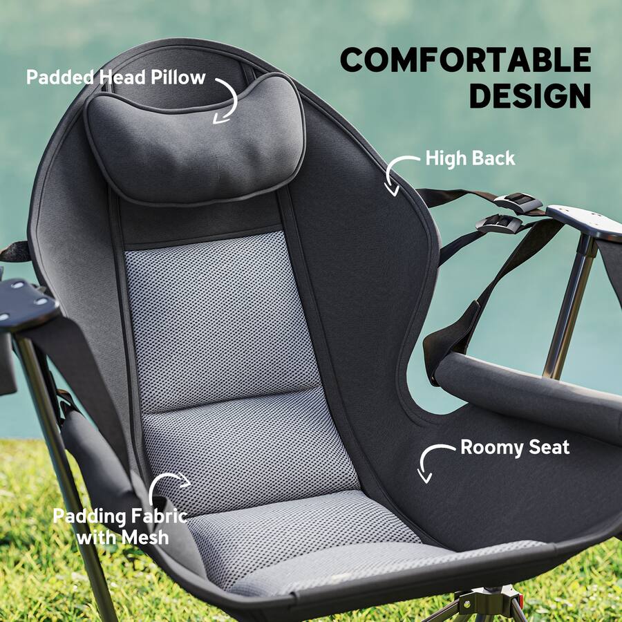 Outsunny Double Hammock Camping Chair, Adjustable Back Folding Rocking ...