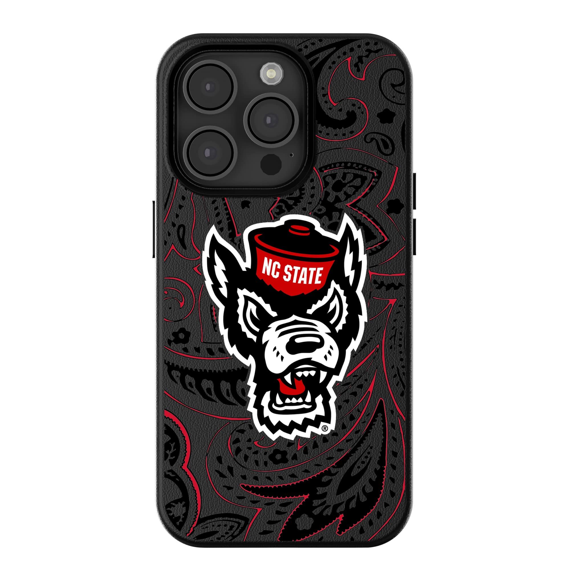 Keyscaper - NCAA - NC State Wolfpack Paisley iPhone Magnetic Bump Case - 16 Pro - Black