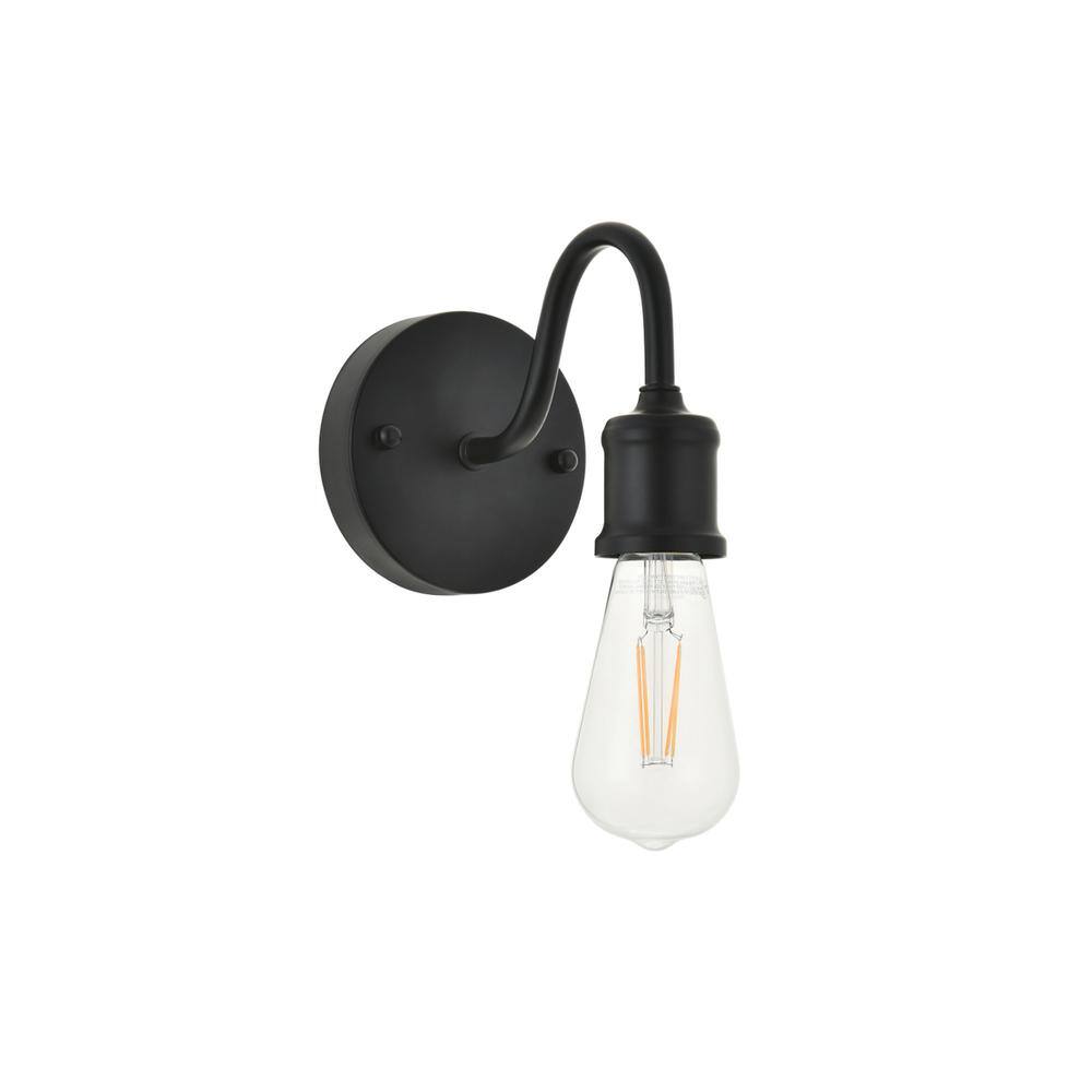 Alt View 6. Living District - Serif 1 light black Wall Sconce - Black.