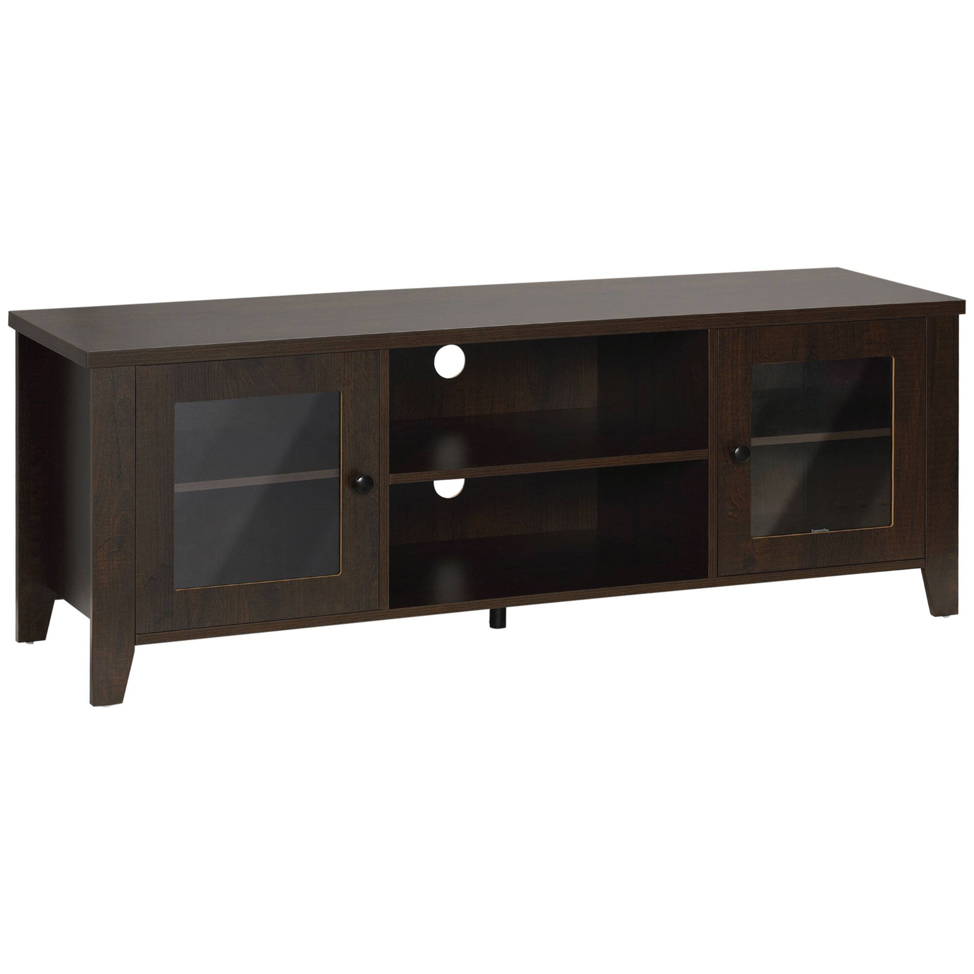 Front. Homcom - Modern TV Stand for up to 60" TVs, with Shelves - Coffee.