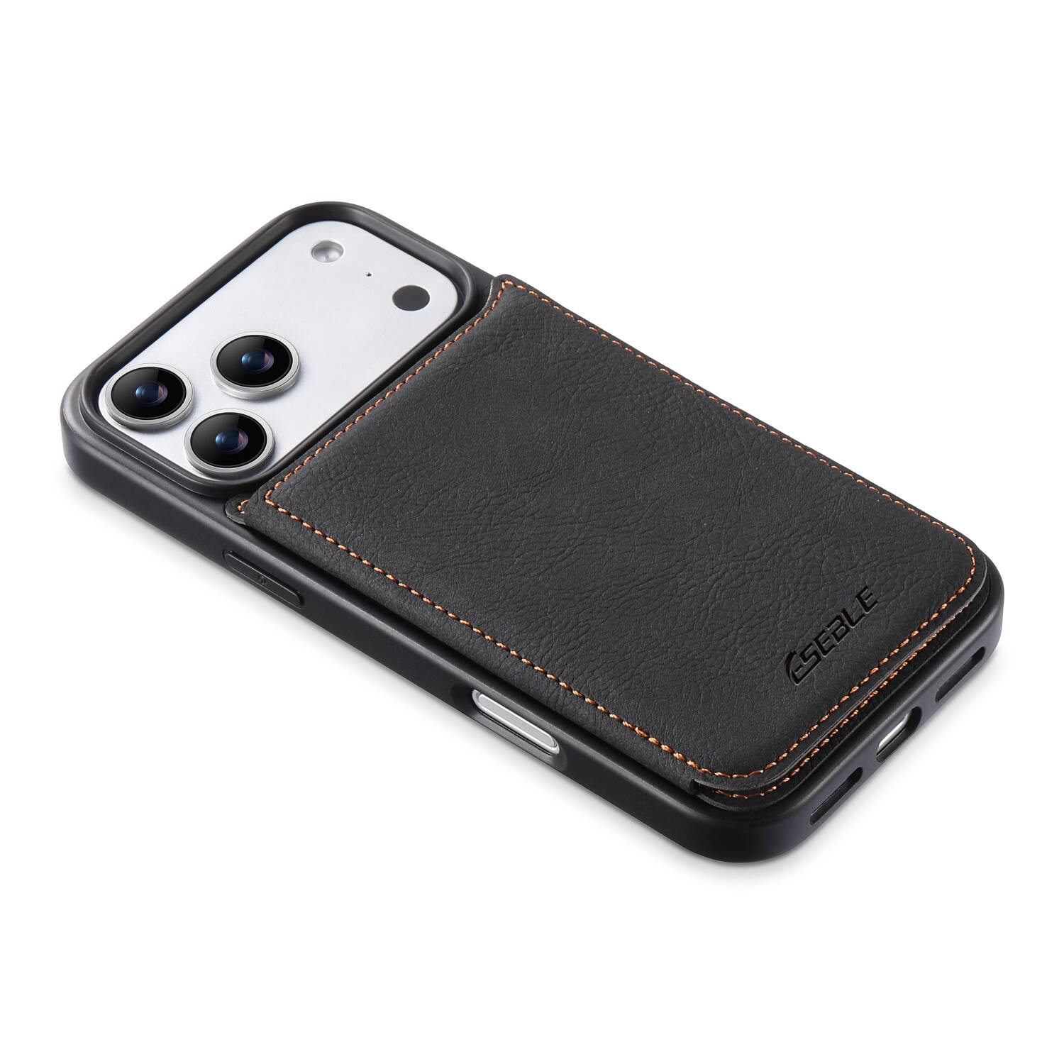 Alt View 2. Dteck - for Apple iPhone 17 Pro Max Retro PU Leather Wallet Case,Shockproof Magnetic Closure Flip Hidden Card Slots Back Cover - Black.