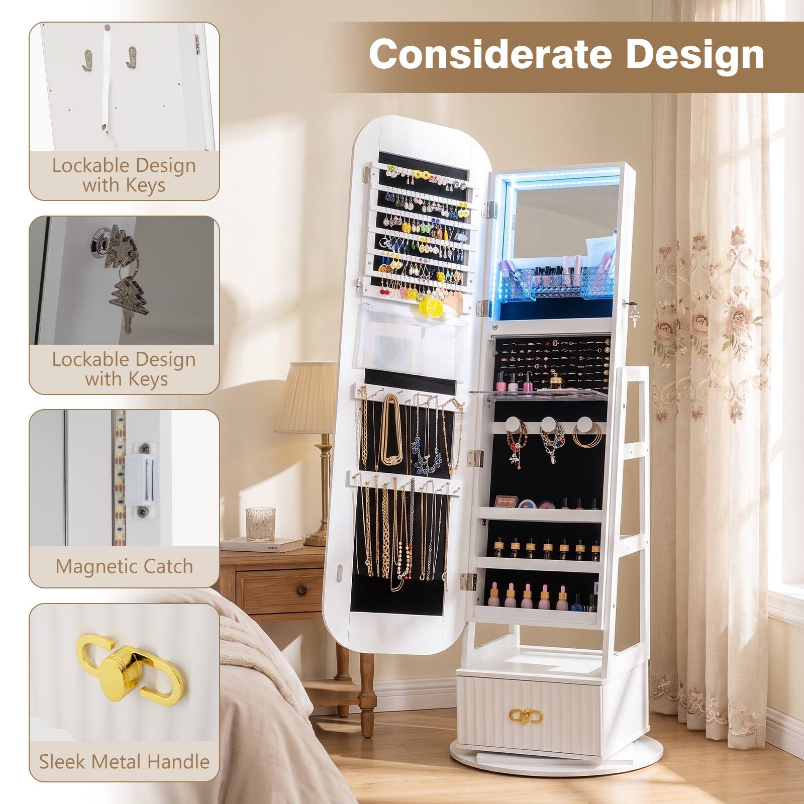 Considerate Design

- Lockable Design with Keys
- Lockable Design with Keys
- Magnetic Catch
- Sleek Metal Handle
