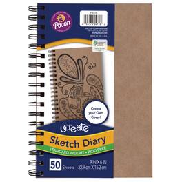 uCreate - Create Your Own Cover Sketch Diary, Natural Chip Cover, 9" x 6", 50 Sheets