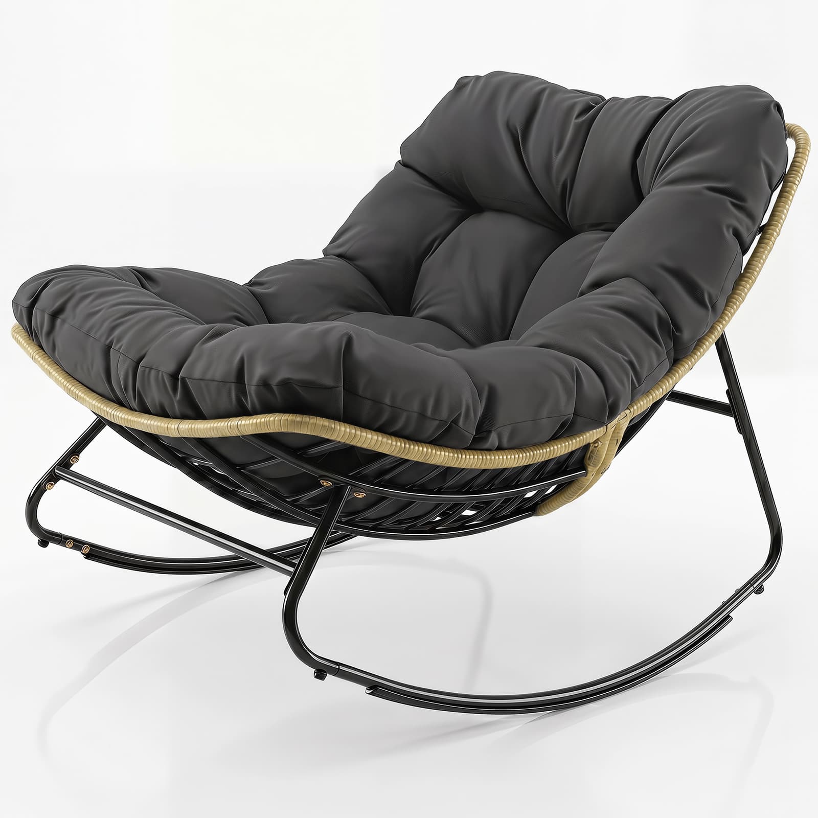 Costway - Outdoor Oversized Egg-Shaped Outdoor Papasan Rocking Chair With Thick Cushioned Seat - Gray price history on PriceWatchPro
