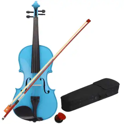 Front. Home Collection - 4/4 Size Student Acoustic Violin Fiddle with Case, Bow, and Rosin - Sky Blue - Sky Blue.