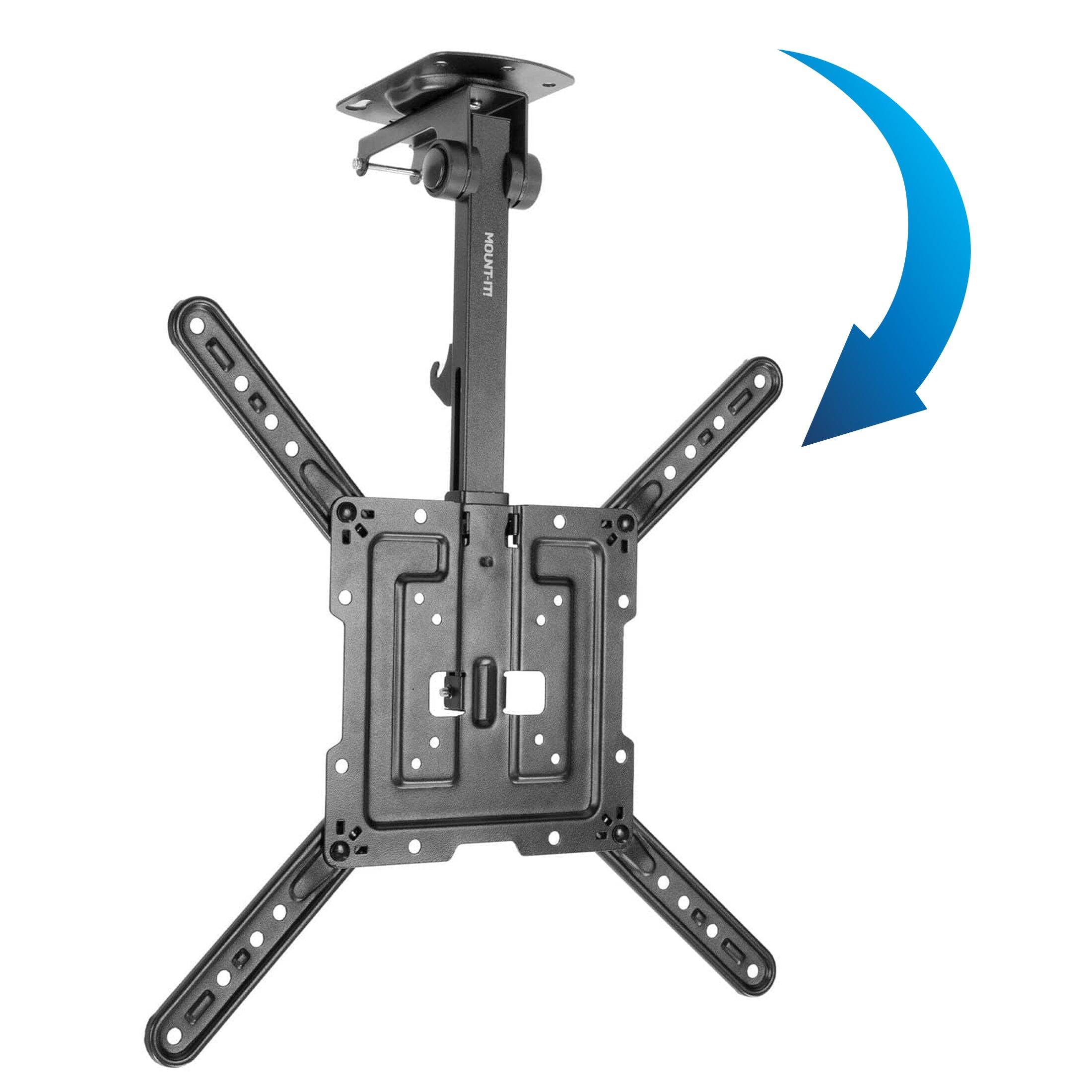 Angle. Mount-It! - Fold-Down Ceiling TV Mount – Fits 23″–55″, Up to 44 lb, 90° Tilt, ±45° Swivel - Black.