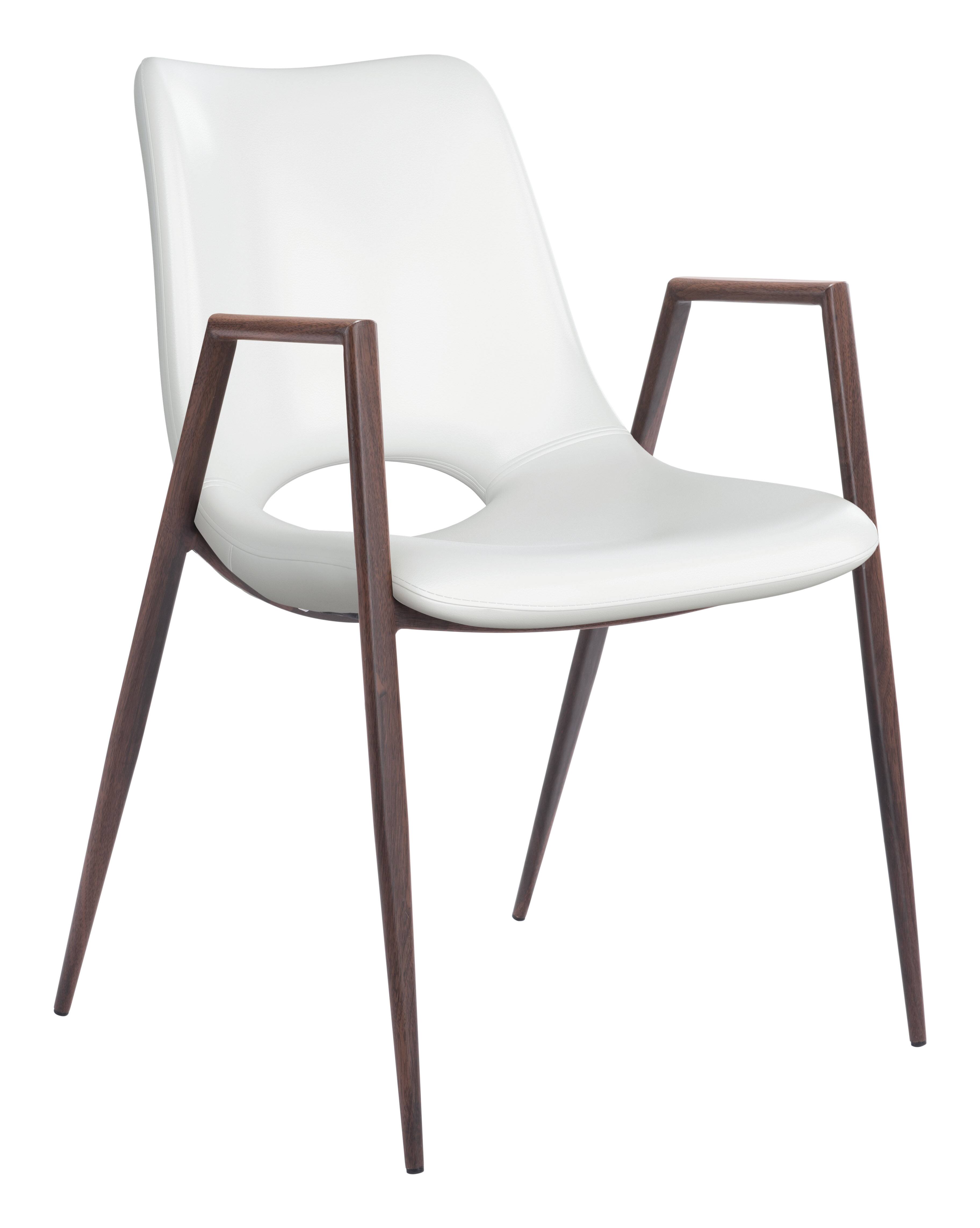 Front. Hivvago - Desi Dining Chair (Set of 2) White & Walnut - White & Walnut.