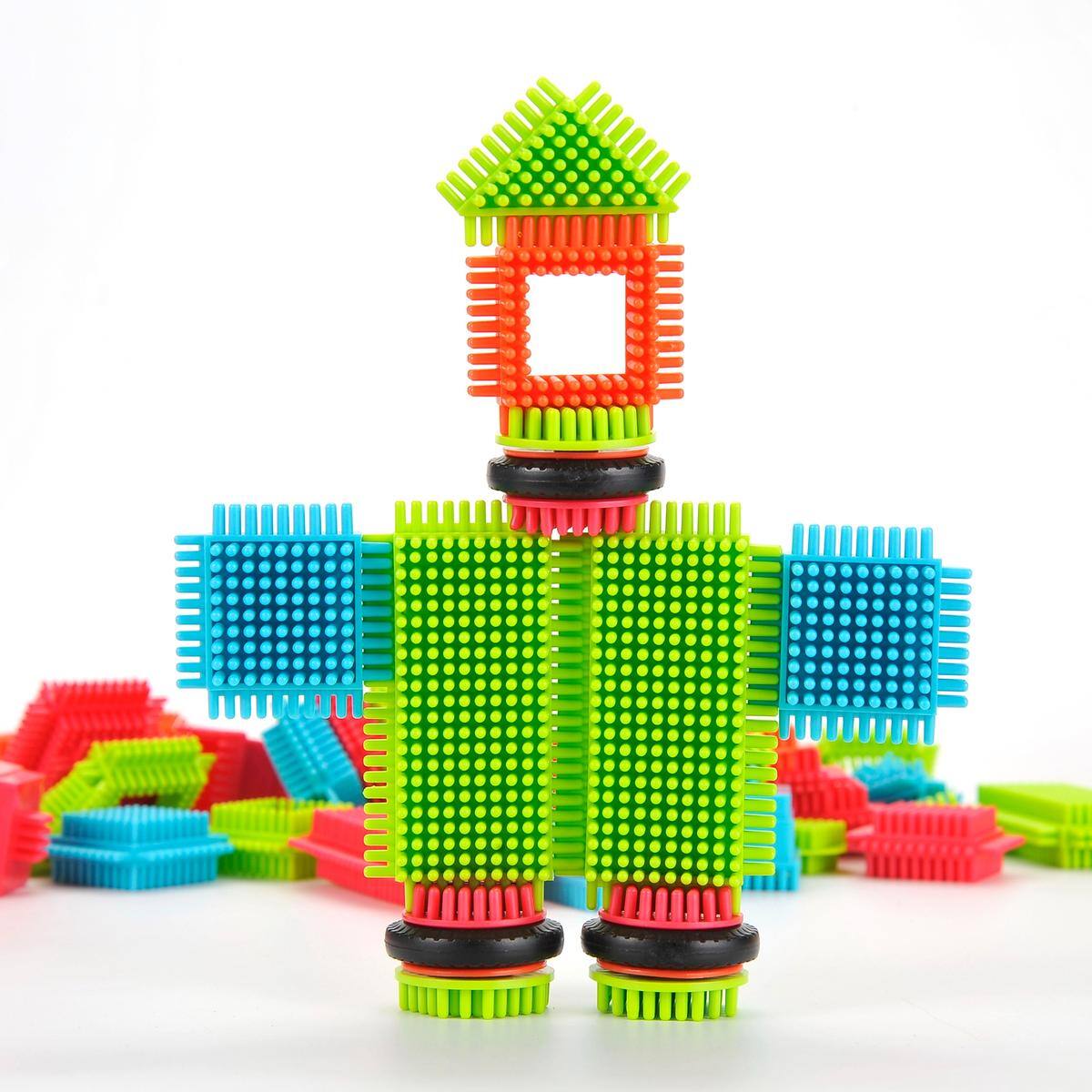 Back. JuzToys - 112pcs STEM Soft Building Blocks – Bristle Shape Colorful Take Apart Toy, Learning and Educational Toys for Kids - Multicolored.