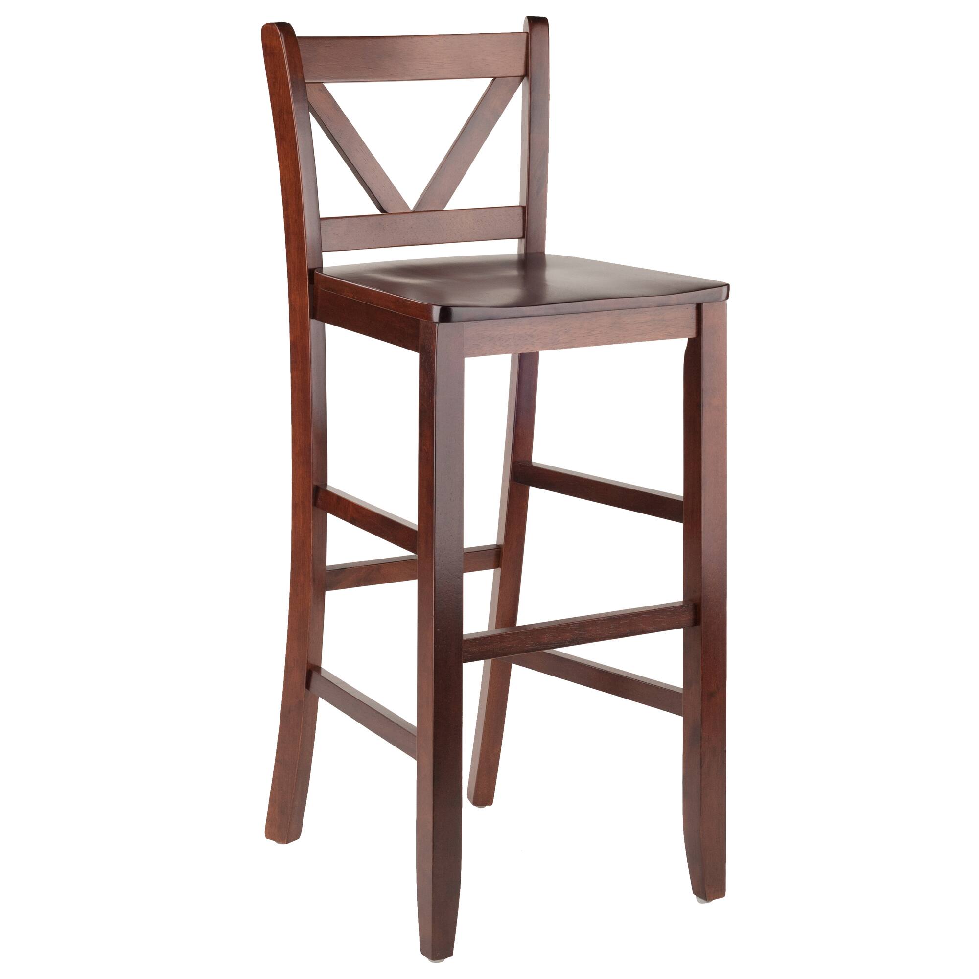 Alt View 4. Winsome Wood - Victor 2-Pc V-back Bar Stool Set - Walnut.